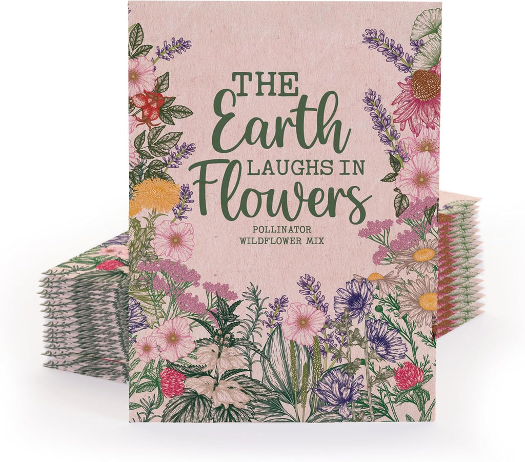 The Earth Laughs in Flowers | Beautiful Illustrated Flower Design Art and Quote | Environmental Favor | Pollinator