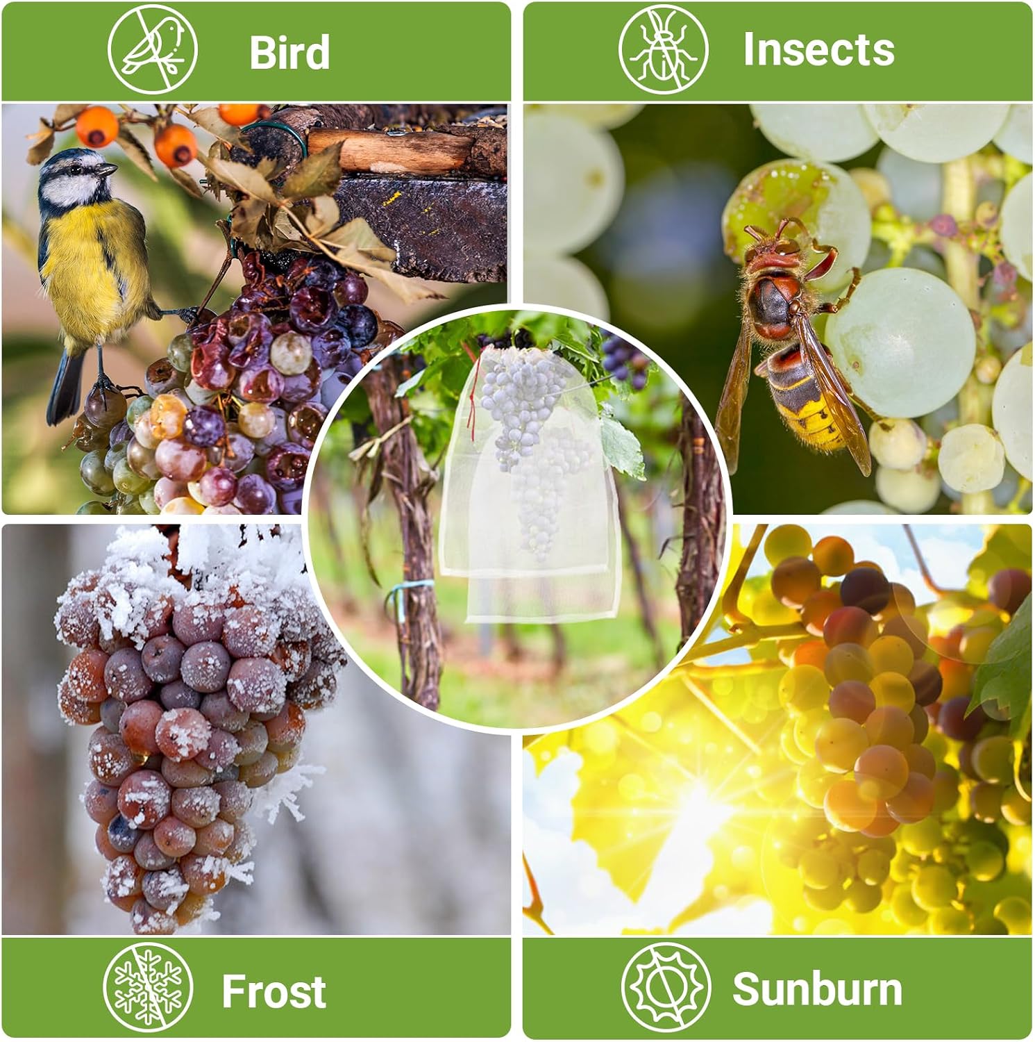Mesh Fruit Protector Bags, 50 PCS 14x21 Inch Large Fruit Bags for Fruit Trees, Durable Garden Barrier Netting Bag