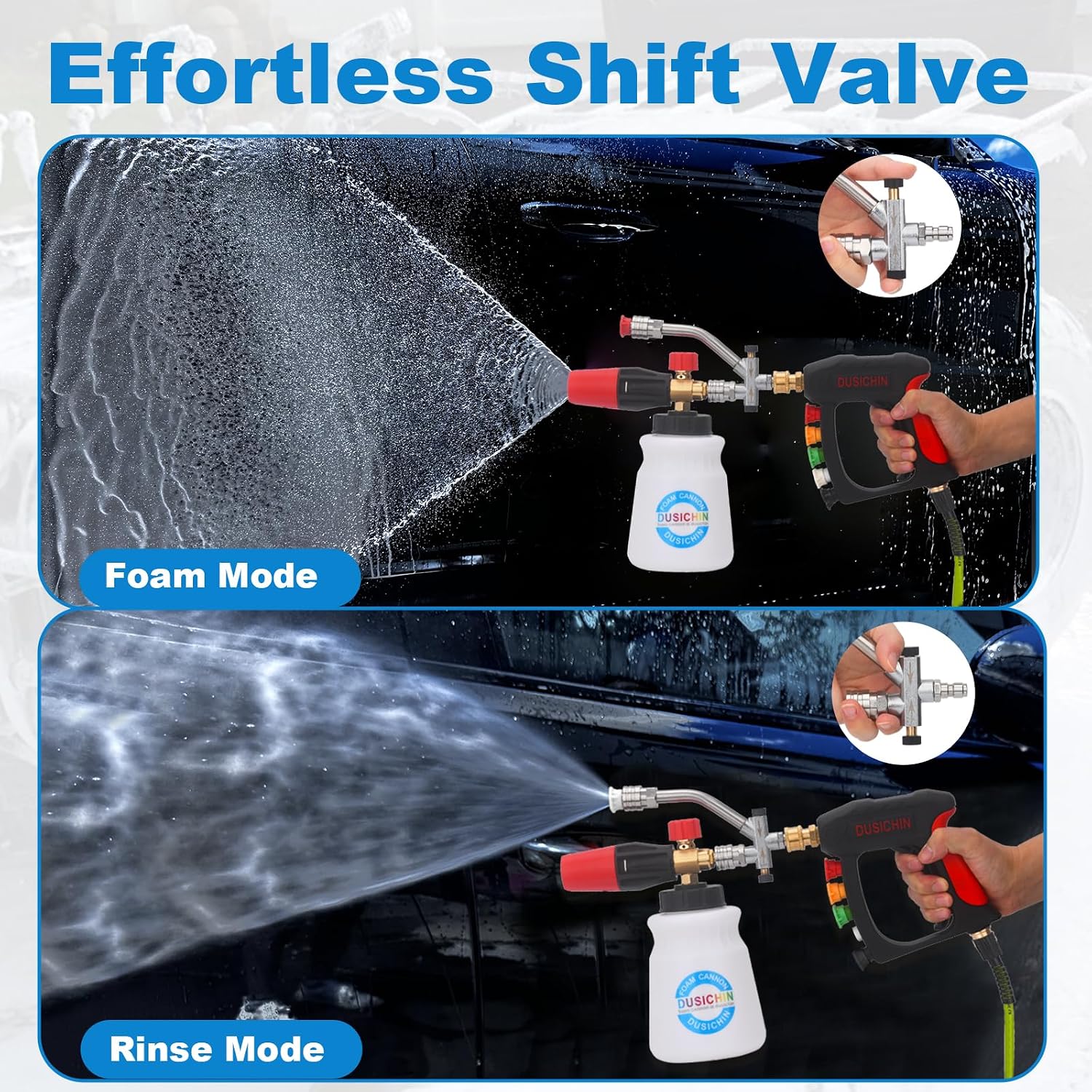Short Wand Pressure Washer Gun Foam Cannon 1/4" Quick Connector Pressure Washer Accessory,Car Wash Foam Gun Dual Ended