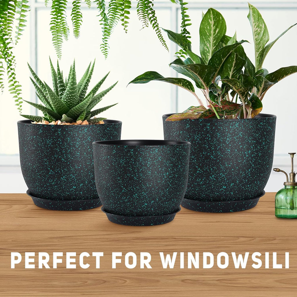 YNNICO Plant Pots 10/9/8/7.5/7 inch Set of 5,Flower Pots with Multi Mesh Drainage Holes, Large Planters for Indoor
