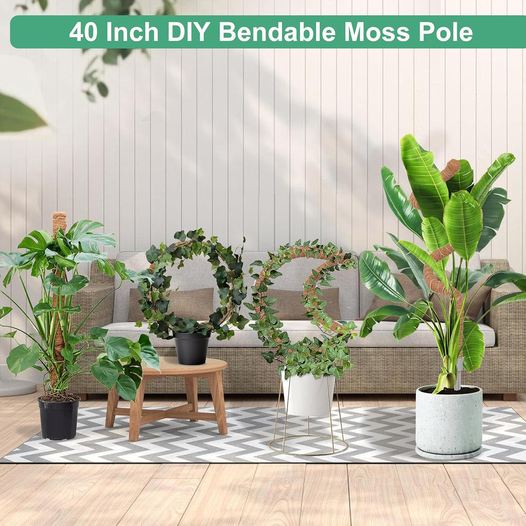 2 Pack Moss Pole, 40 Inch Monstera Plant Support, Moss Poles for Climbing Plants Indoor DIY, Coco Coir Plant Pole Moss