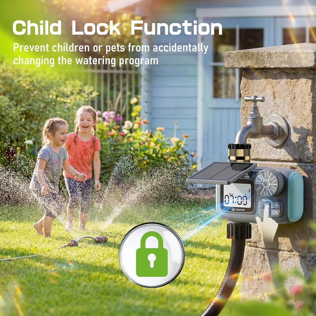 Solar Hose Timer, Sprinkler Timer Programmable with Brass Swivel | Water Timers for Garden Hose Watering with Rain