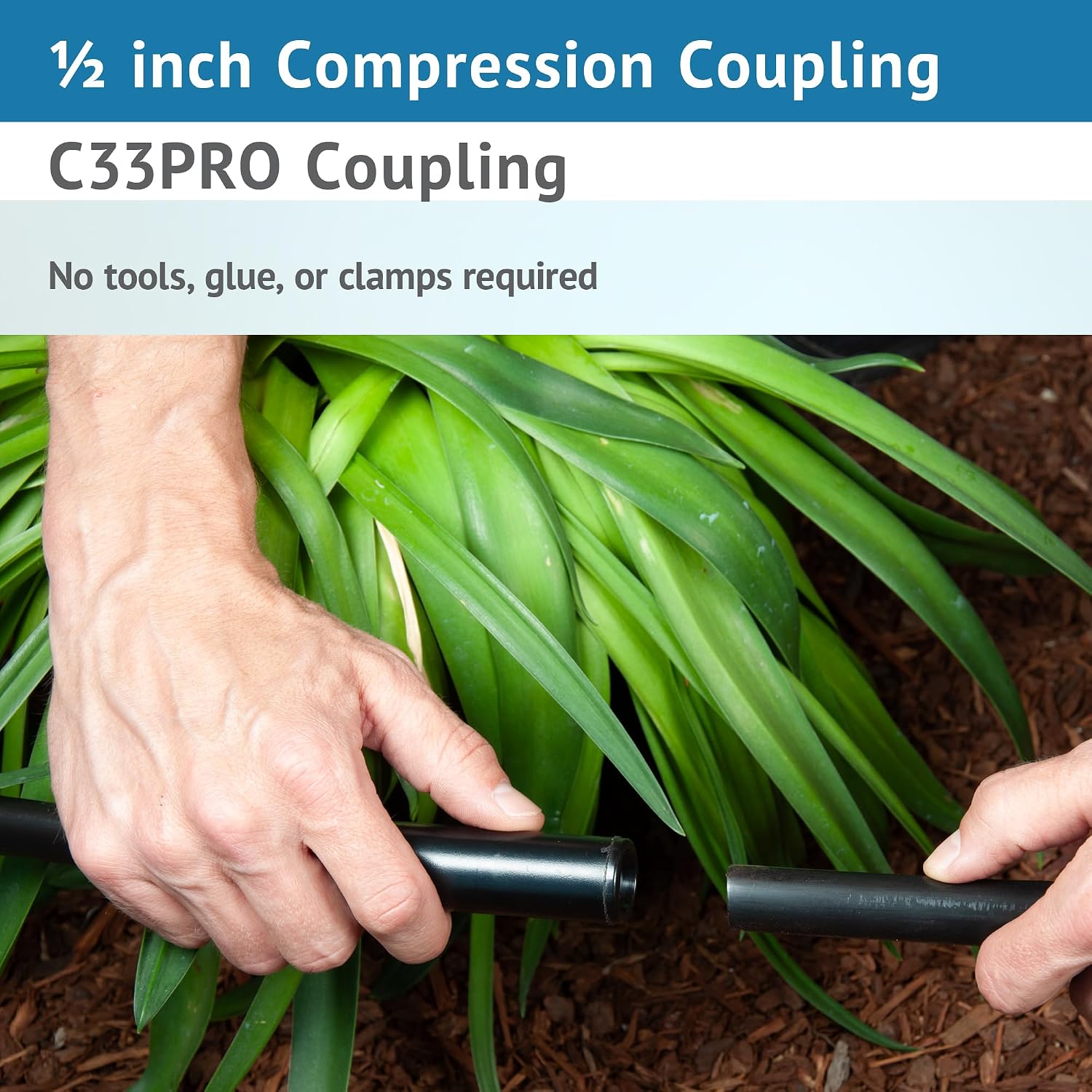 25-Pack | ½" Compression Coupling | Fits .690 OD, .700 OD & .704 OD Poly Drip Irrigation Tubing | Watertight Connection