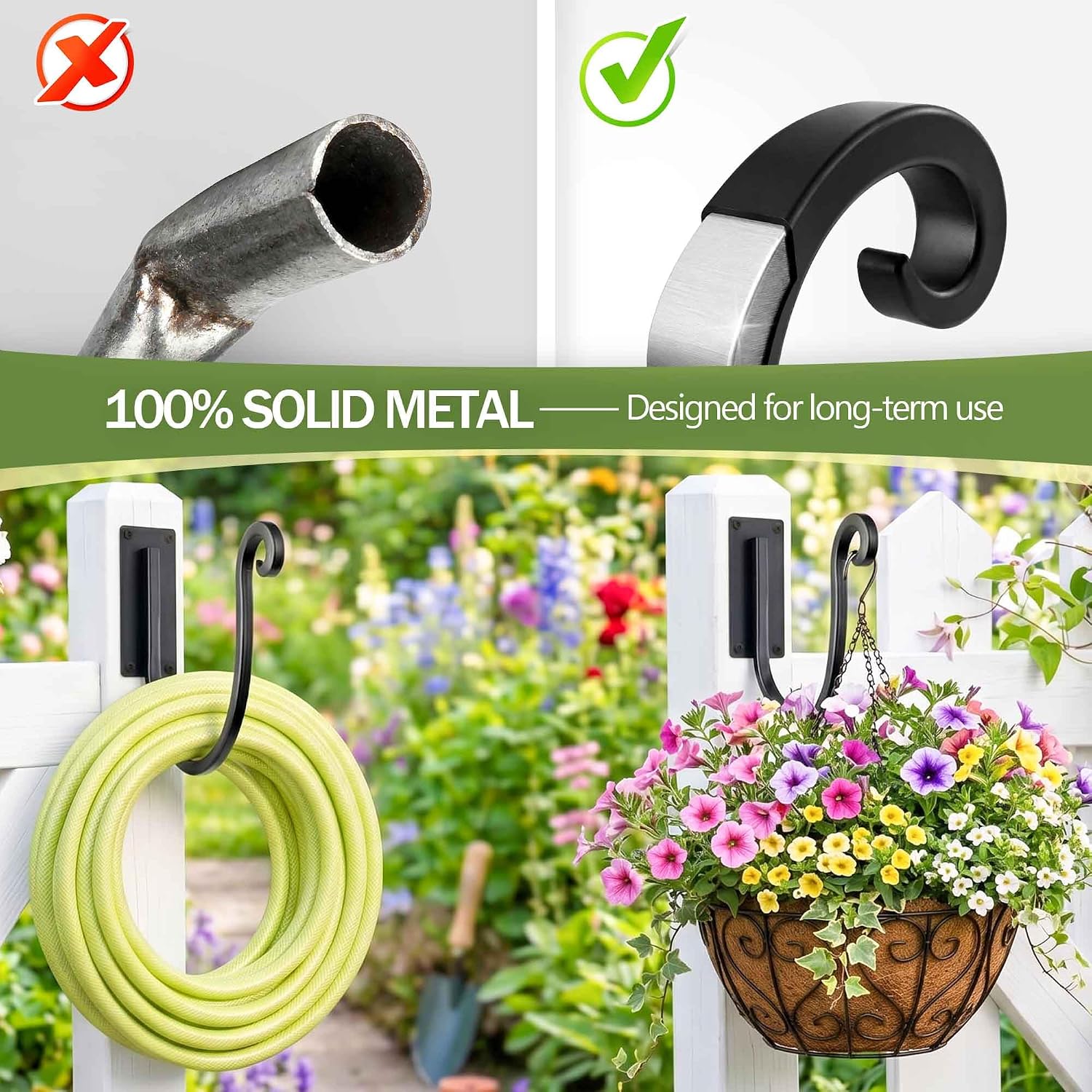 Garden Hose Holder Outside: 2 Pack Wall Mount Water Hose Holder - Heavy Duty Garden Water Hose Hanger for Outside Hose