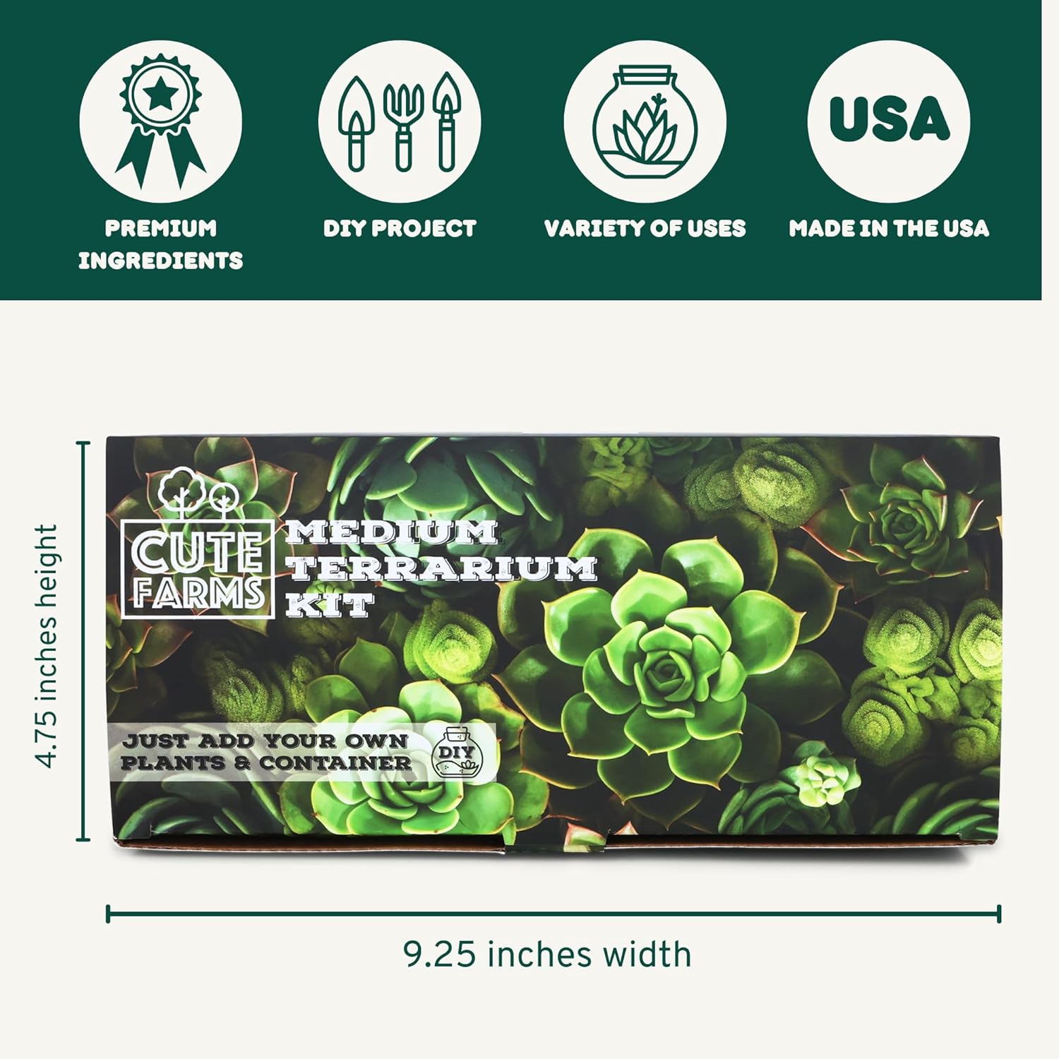 Terrarium Starter Kit | Moss, Vermiculite, Soil, Pebbles, Plant Food, Finishing Tools, Build and Care Guide | DIY