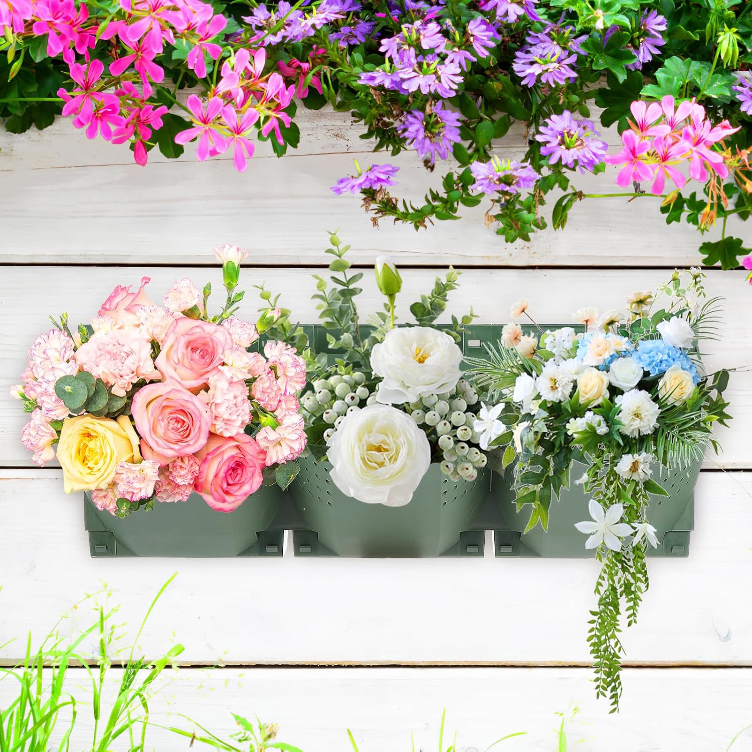 Yardwe Vertical Garden Wall Planter Stackable Plant Pot Wall Mounted Hanging Flower Pot for Balcony Garden Home Office