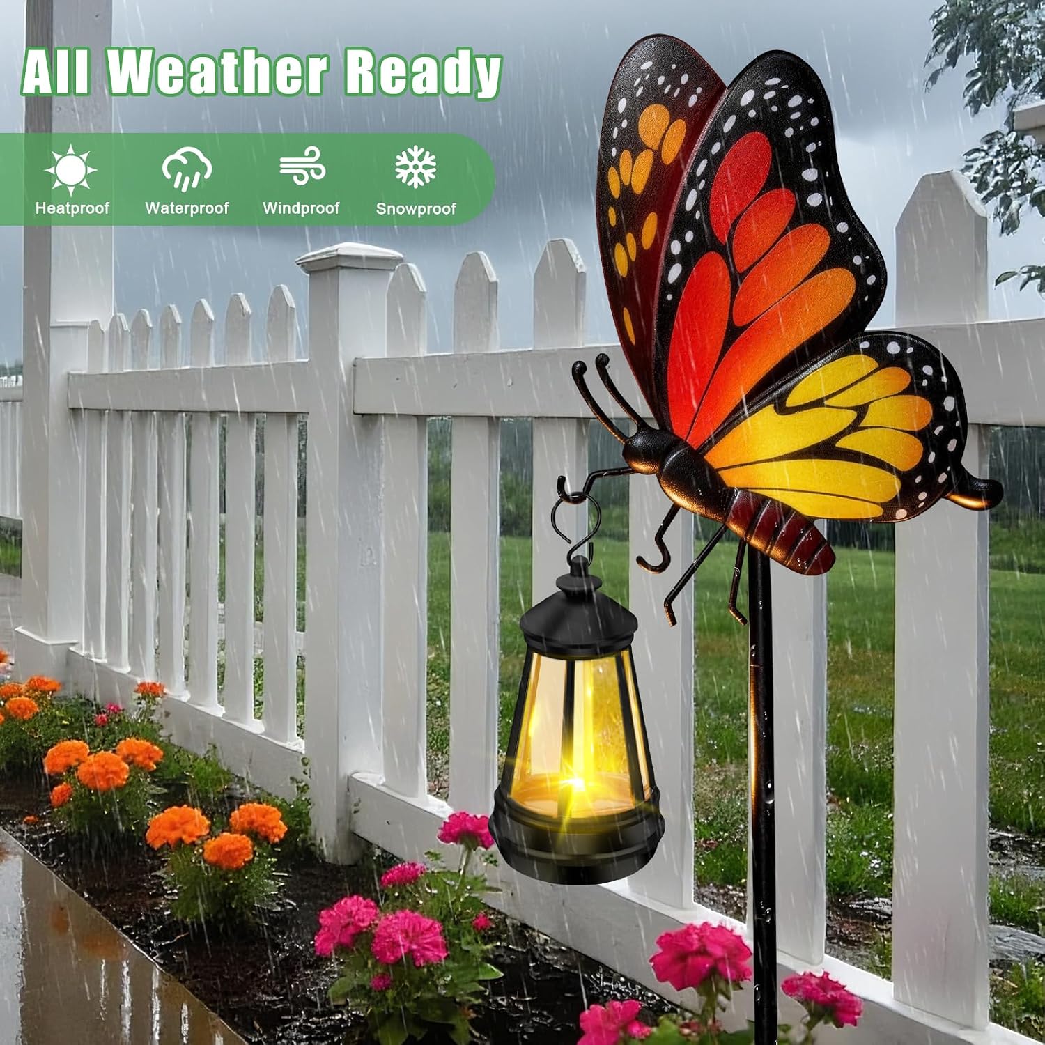 EDOF Solar Lights Outdoor 32.28in Garden Butterfly Stakes with Solar Lights | Butterfly Garden Decor,Birthday Gifts for
