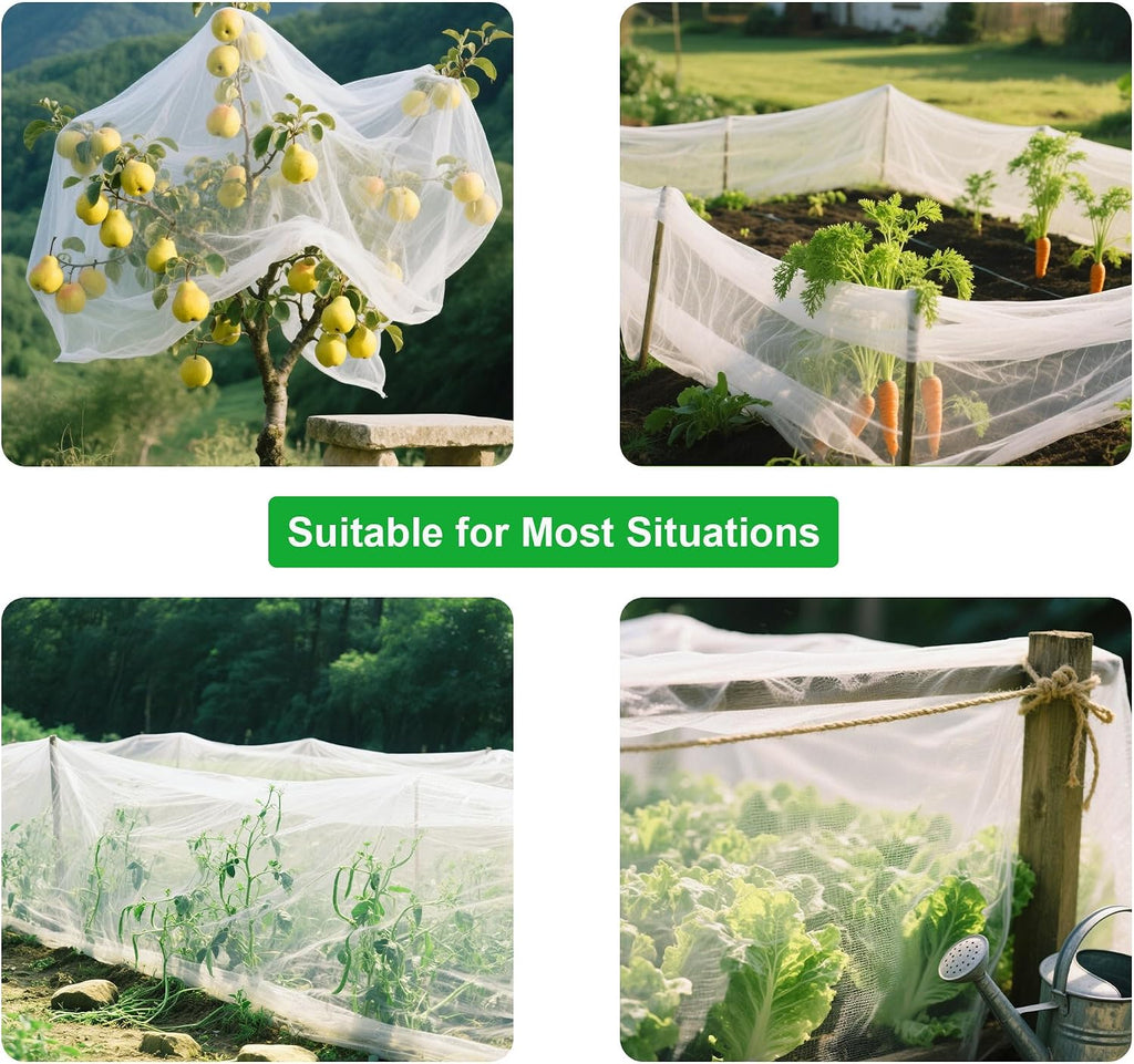 Garden Netting 10x60FT Ultra Fine Mesh Netting Bird Barrier Protection Vegetable Fruit Tree Bushes Plant Cover for