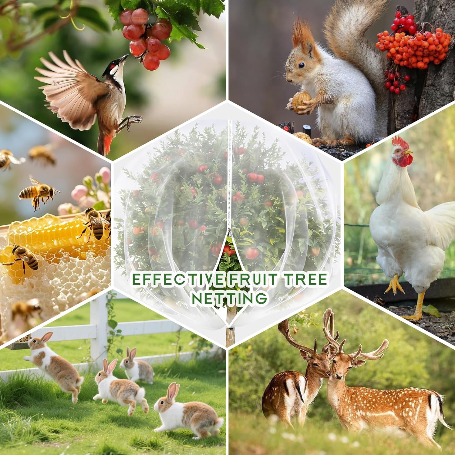 15X15 Feet Large Fruit Tree Netting Garden Netting with Zipper and Drawstring Plant Netting Insect Bird Cover for