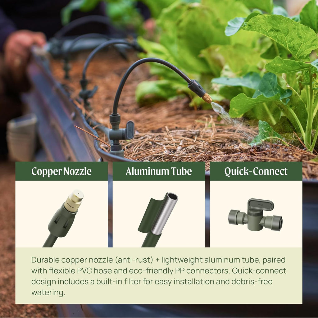 Vego Garden Irrigation Kit - Drip Irrigation System for Raised Garden Beds, Efficient Watering Solution for Vegetables