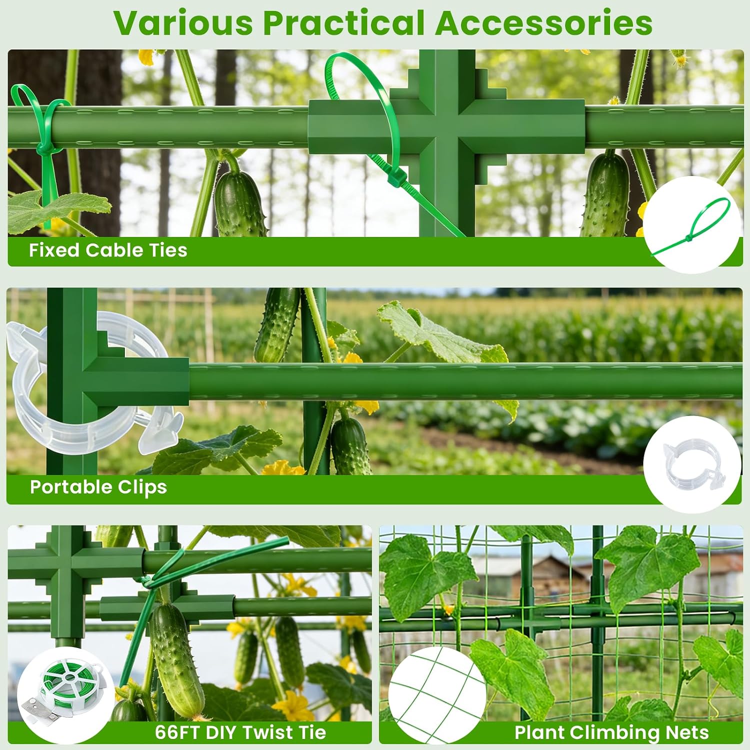 Cucumber Trellis for Raised Bed, U-Shape Garden Trellis for Climbing Plants Outdoor, Metal Arch Vegetables Trellis