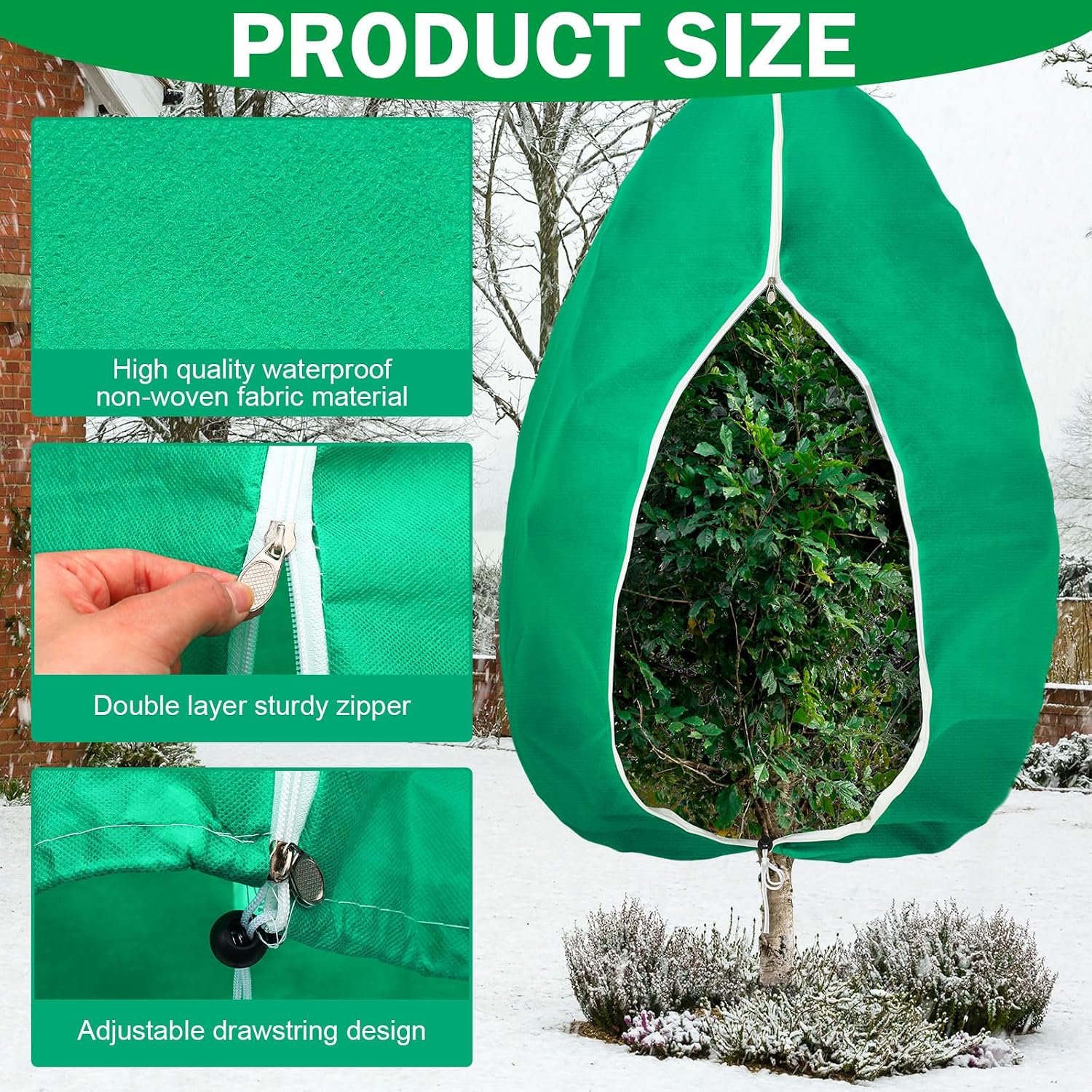 1 Pcs 10 x 10 ft Plant Covers Freeze Protection Extra Large Frost Cloth Plant Covers with Zipper Drawstring Winter Cold