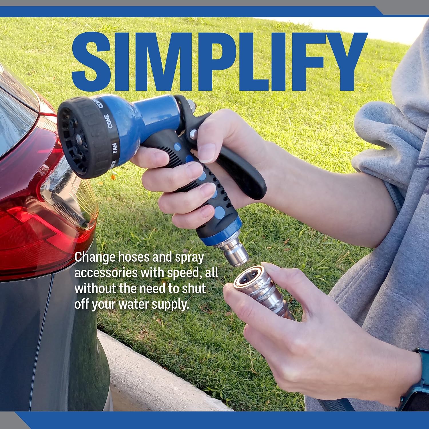 3/4 Stainless Steel Garden Hose Check Valve | 2 Pack With 2 Quick Connect Plug Set