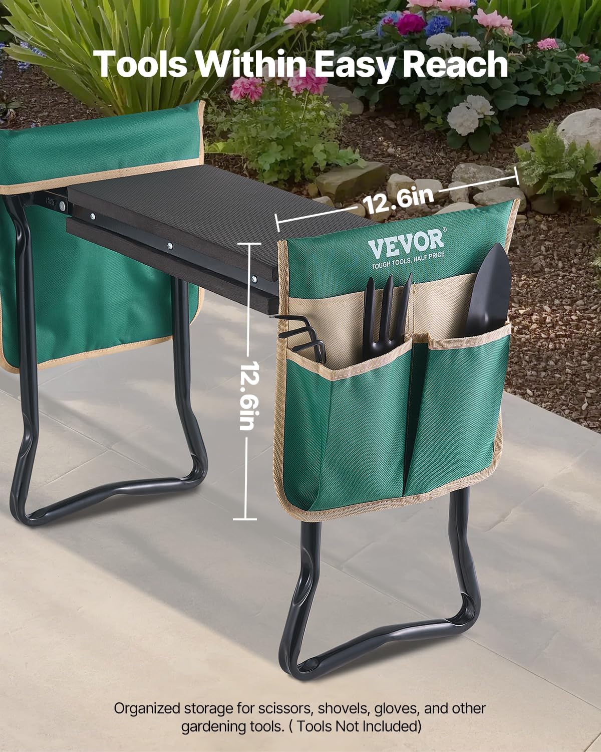 VEVOR Garden Kneeler and Seat, 330 lbs Load Capacity, 8" EVA Wide Pad, Foldable Garden Stool, Kneeling Bench for