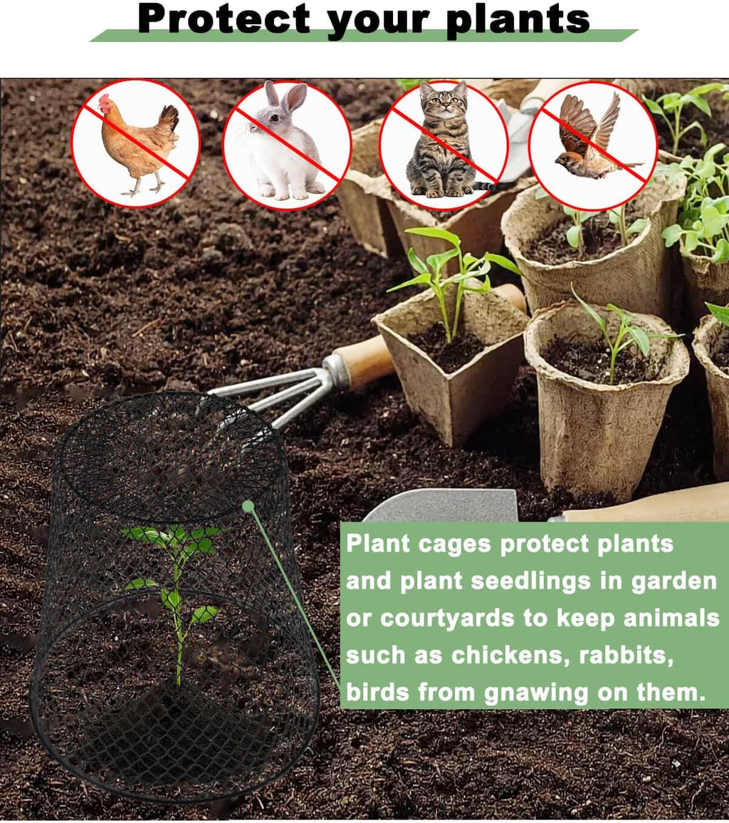 12 Pcs Chicken Wire Cloche Plant Covers, 9 Inch Metal Plant Protectors | Heavy-duty garden netting helps protect plants