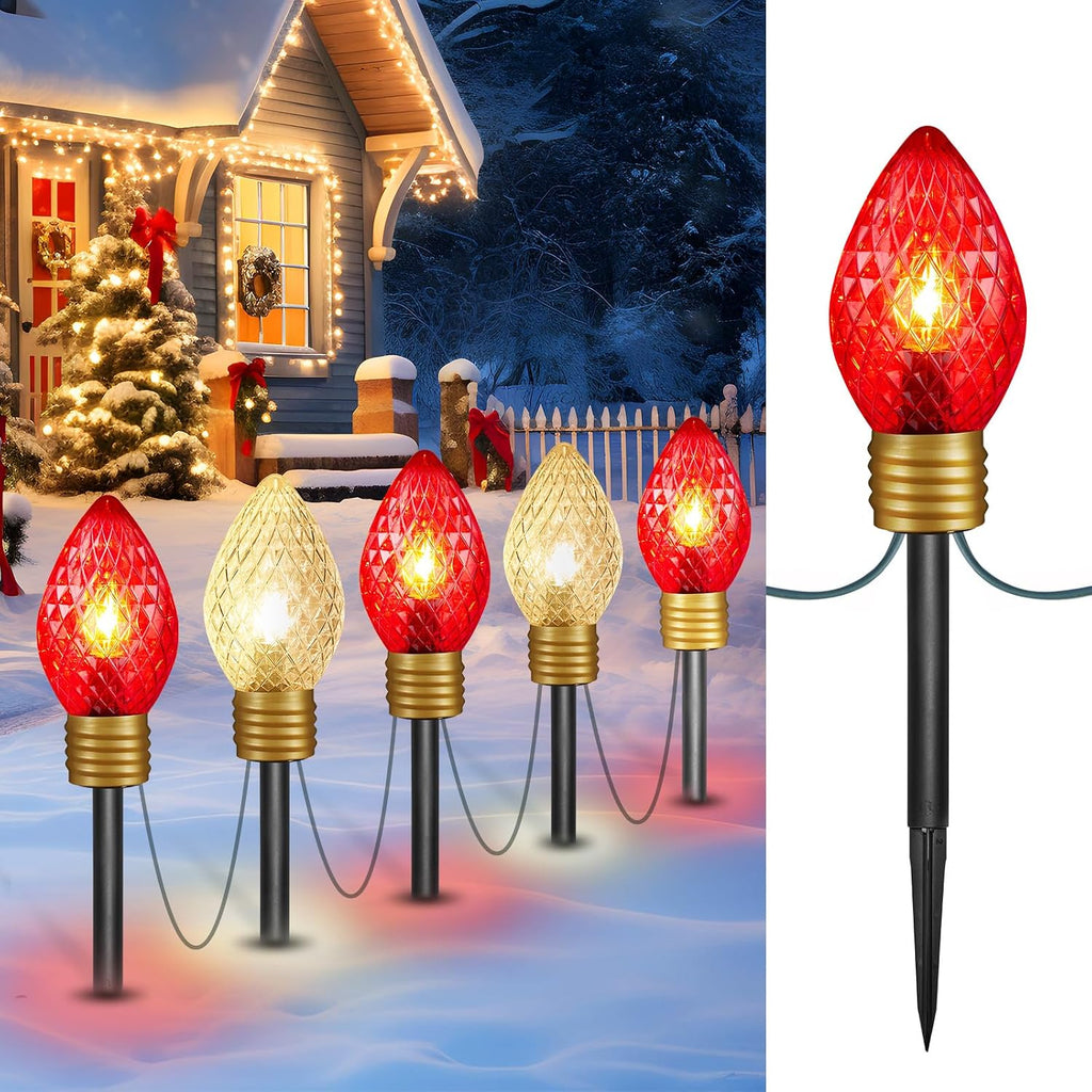 Strawberry Jumbo C9 Christmas Pathway Lights Outdoor, 8.5 FT 5 LED