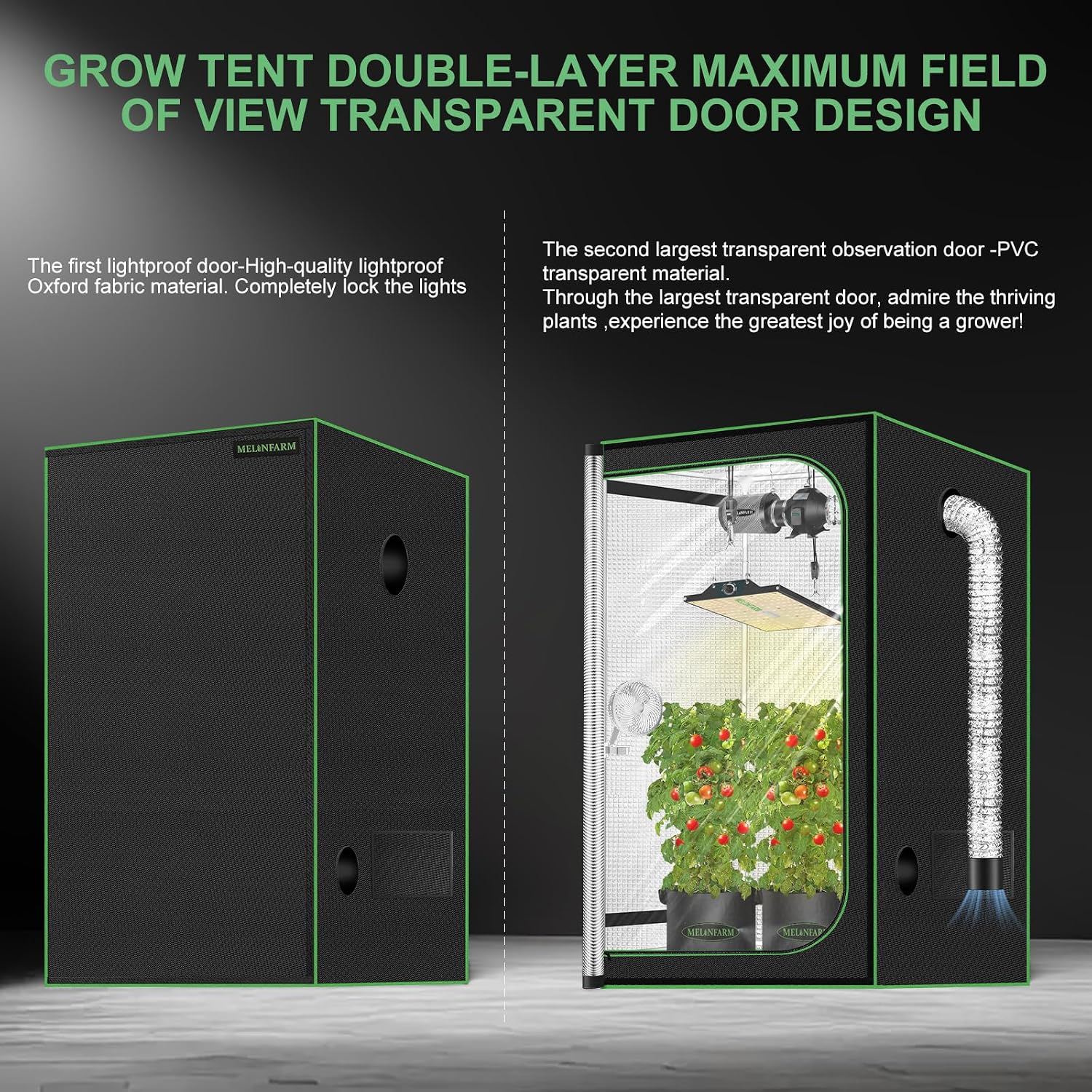 2x2 Grow Tent, 24"x24"x32" Double Transparent Viewing Door Indoor Grow Tent, Growing Tent with High Reflective Mylar &