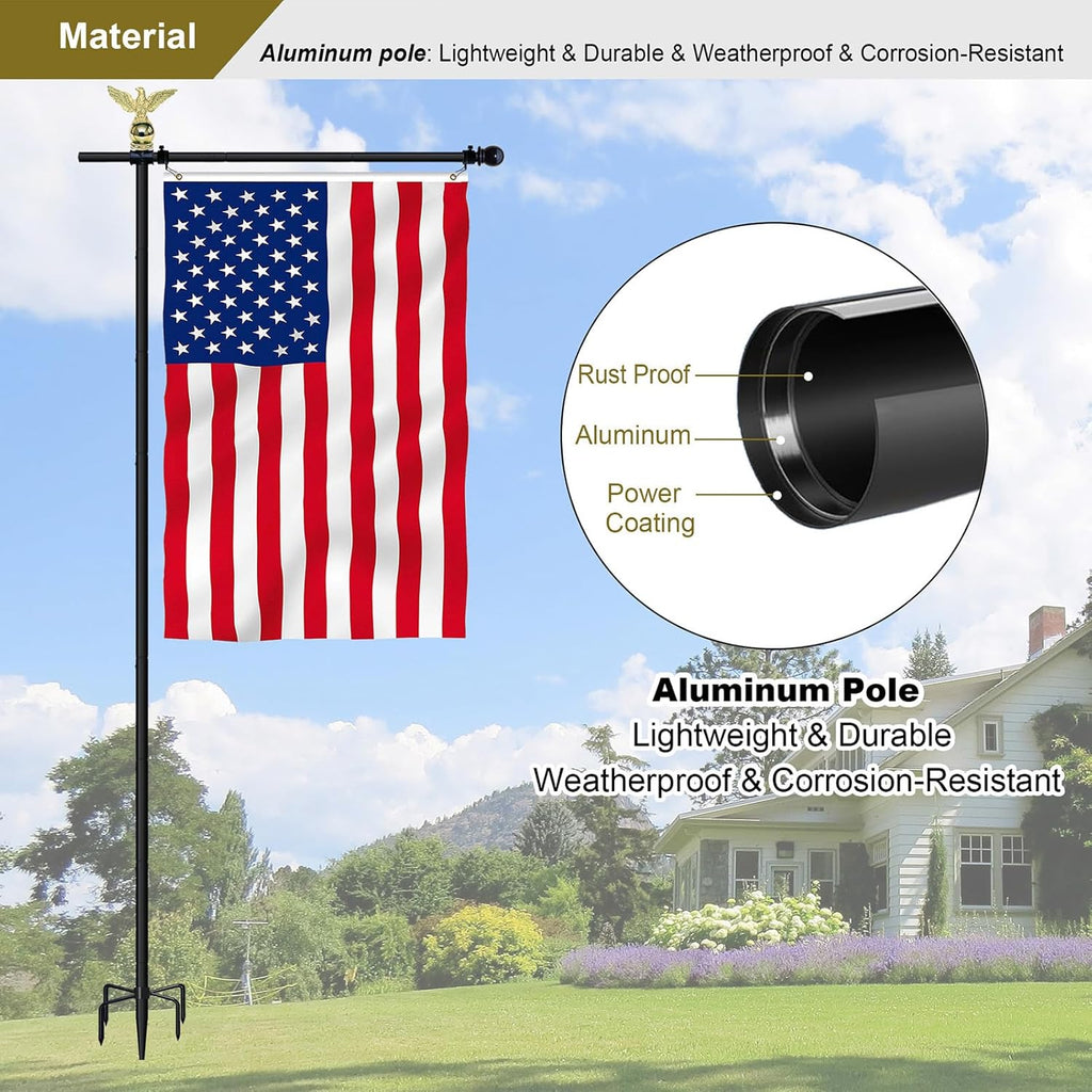 10FT Adjustable Garden Flag Pole Stand for Outdoor, Yard, Lawn | For 3x5 Feet & 28x40 Inch Flags, Heavy Duty Free