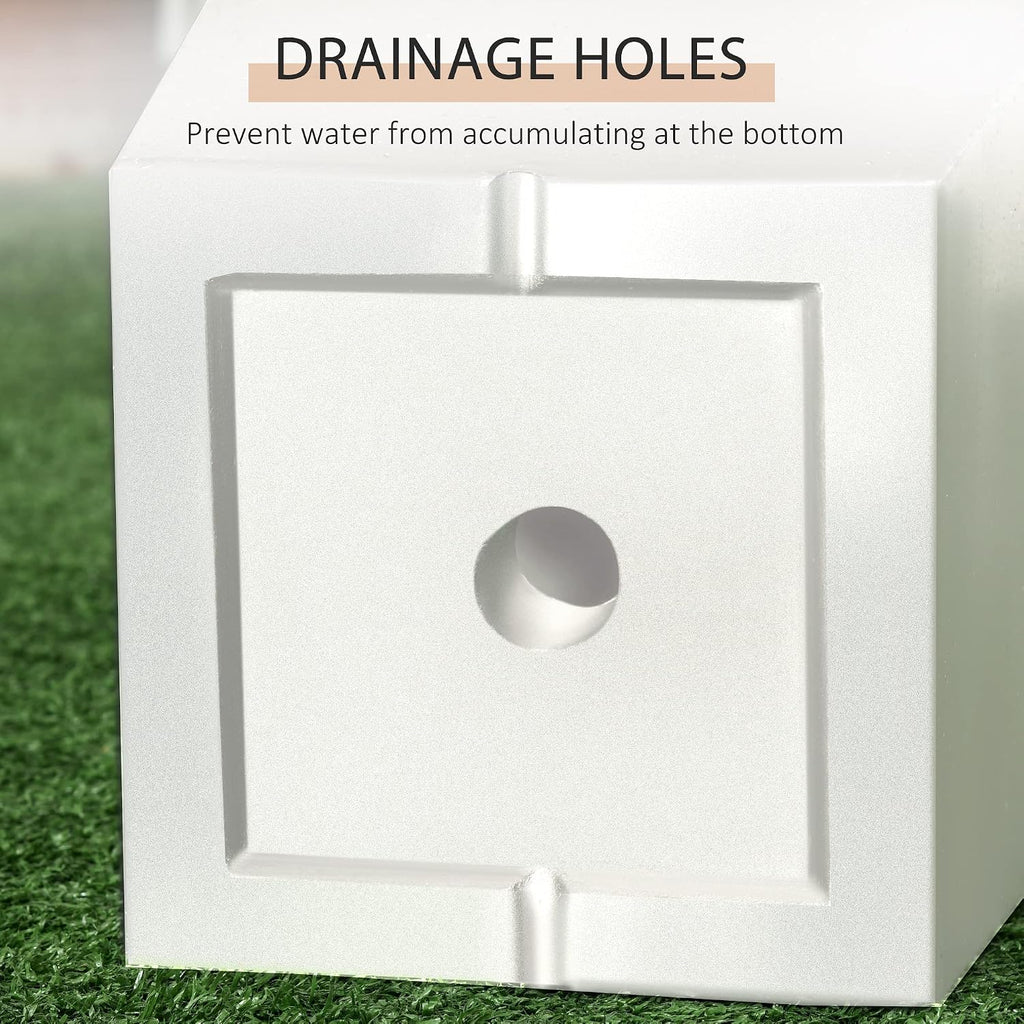 Outsunny 2-Pack Outdoor Planter Set with Drainage Holes, 22in & 18in, White | Flower Pots, Durable & Stackable Plant