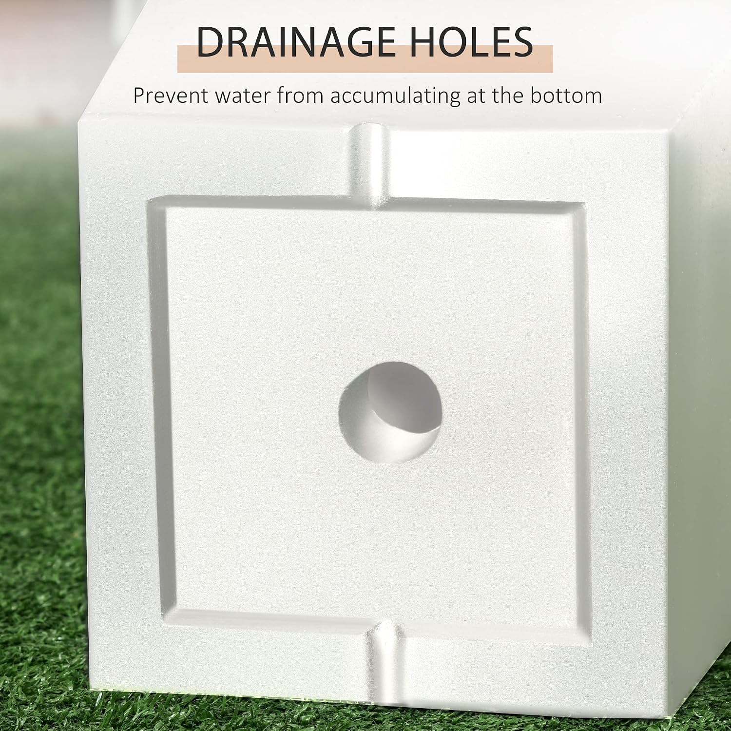 Outsunny 2-Pack Outdoor Planter Set with Drainage Holes, 22in & 18in, White | Flower Pots, Durable & Stackable Plant