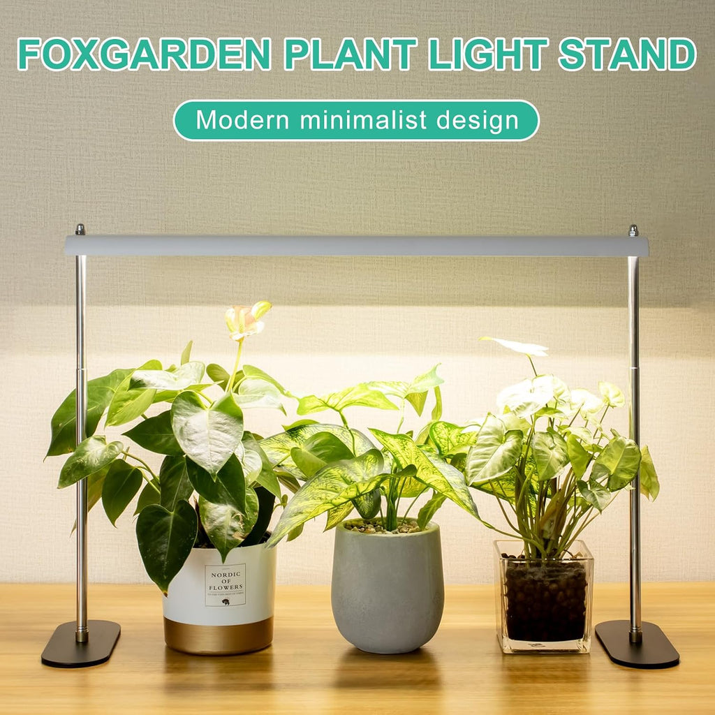 FOXGARDEN Grow Light Stand, Advanced LED Plant Growth Lighting with 4/8/12H Timer, 6 Dimming Options, and Adjustable