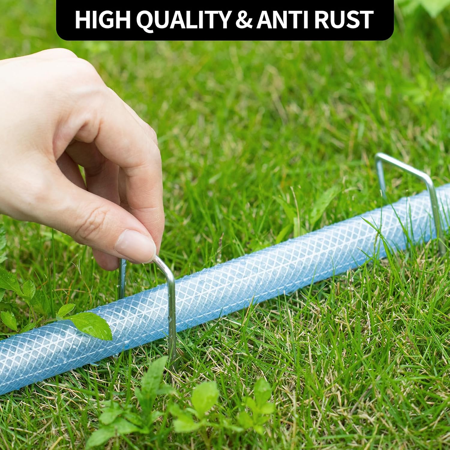 6 Inch Landscape Staples 220Pcs with Gaskets,Hammer,Pick Hook | 11 Gauge Galvanized Landscaping Staples Landscape Pins