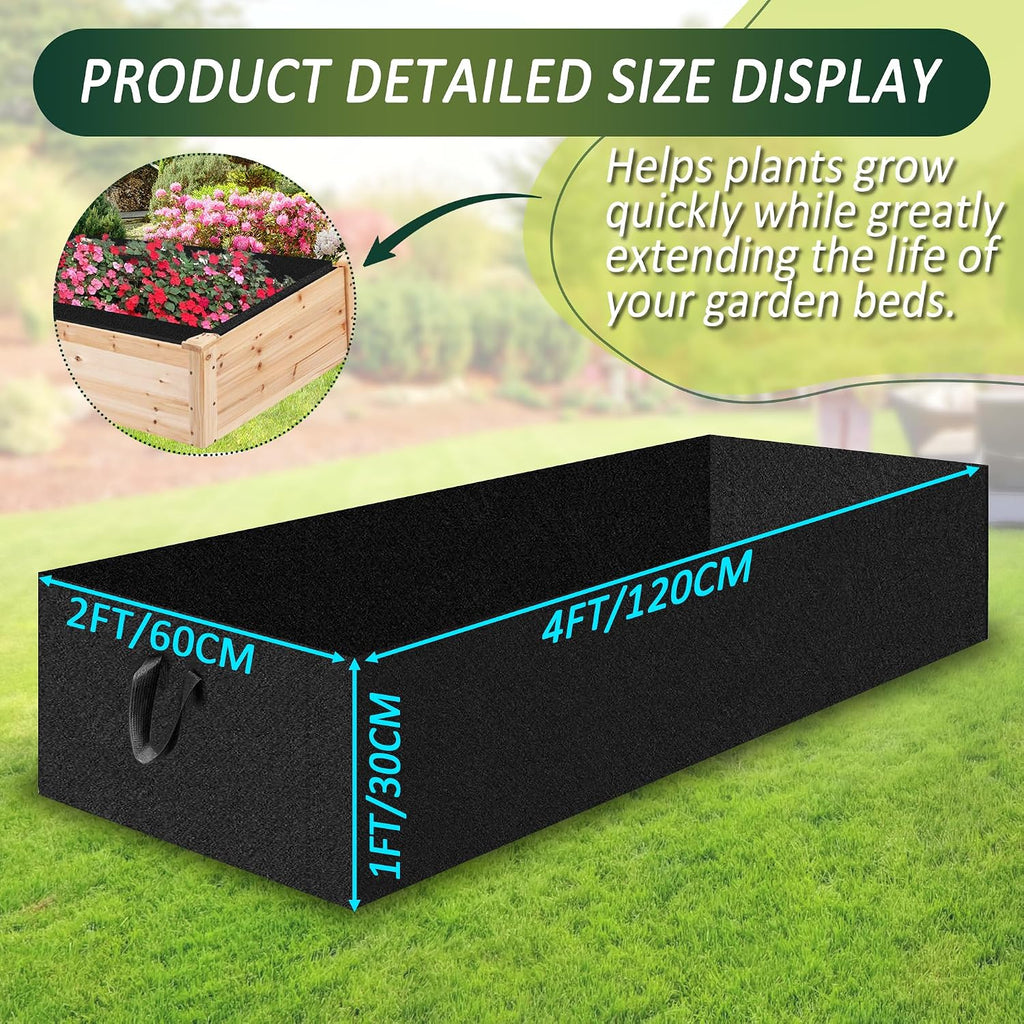 2PCS Raised Garden Bed Liner Fabric Raised Garden Bed Breathable Drainage Rectangle Grow Bags with Handles Fabric