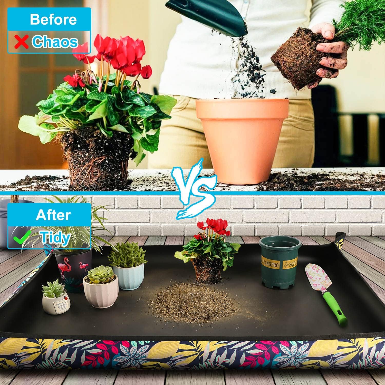 HNXTYAOB Large Repotting Mat for Indoor Plant Transplanting and Mess Control Waterproof Potting Mat Foldable Plant Mat