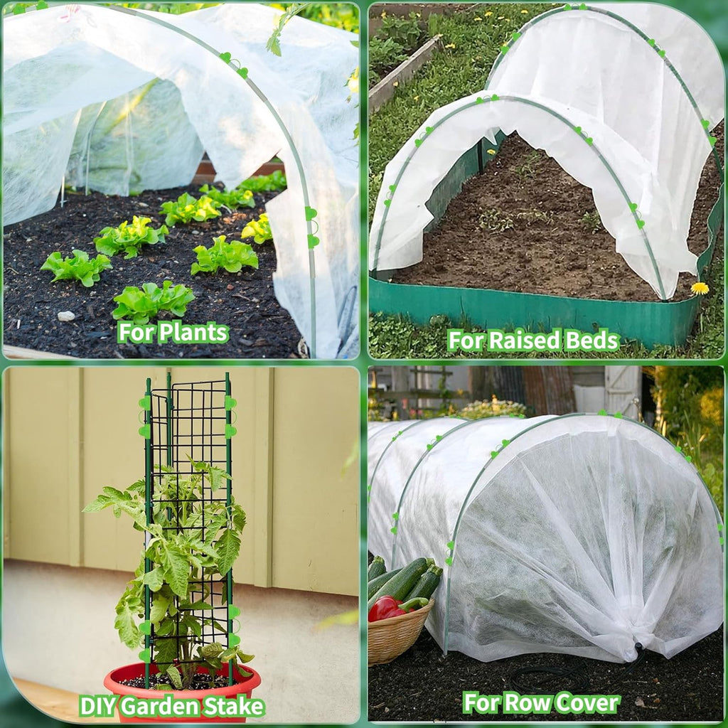 60pcs Garden Hoops for Raised Beds Wide, 8ft Greenhouse Hoops Grow Tunnel for Row Cover Netting, Adjustable Fiberglass