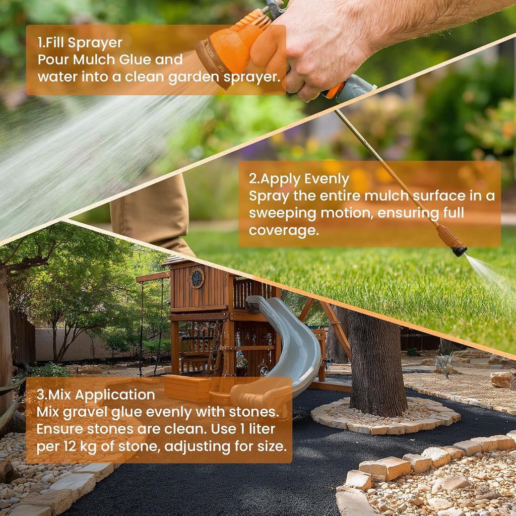Mulch & Rock Glue for Landscaping 2 Gallon | Strong Pea Gravel Binder & Stone Adhesive for Walkways, Yards, Patios