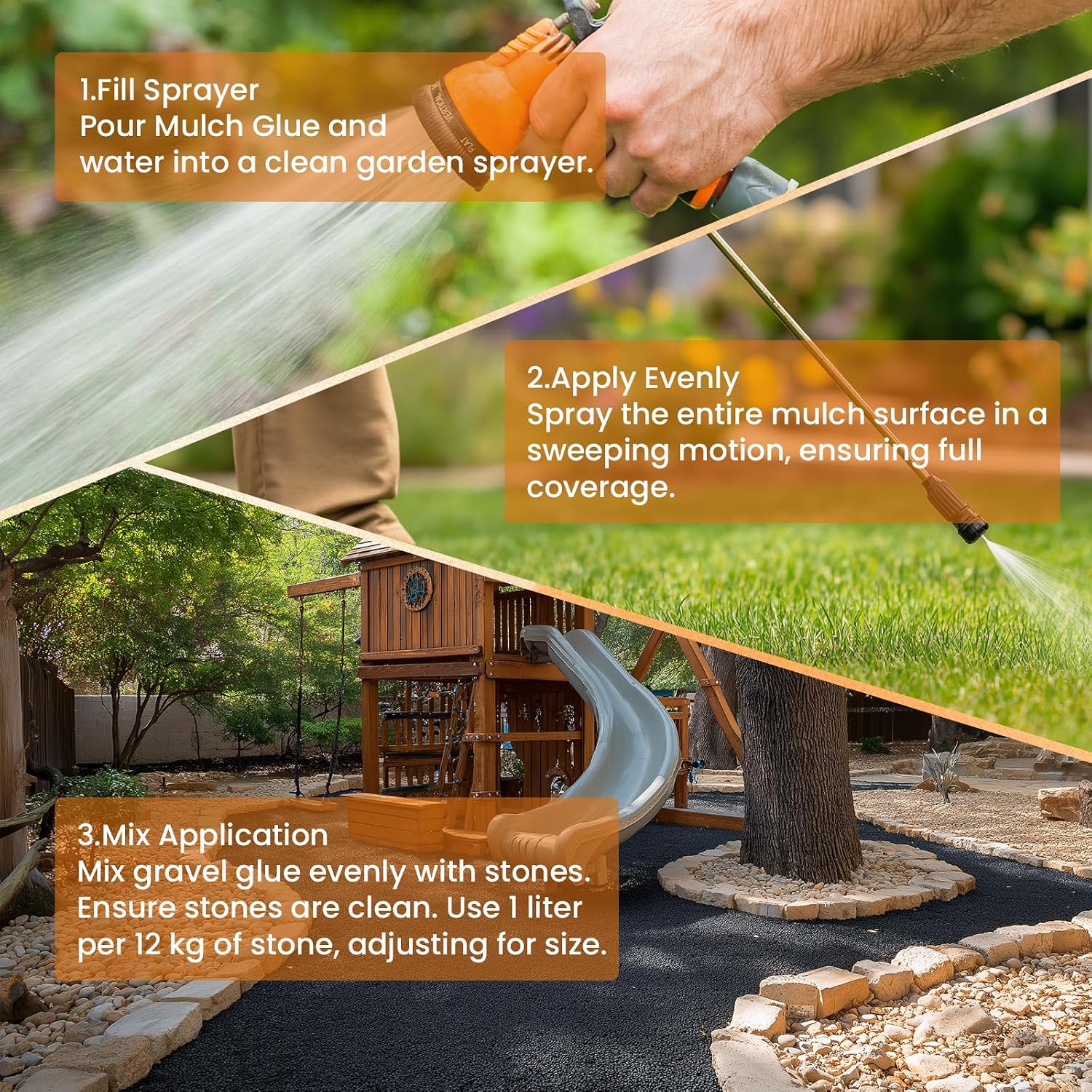 Mulch & Rock Glue for Landscaping 2 Gallon | Strong Pea Gravel Binder & Stone Adhesive for Walkways, Yards, Patios