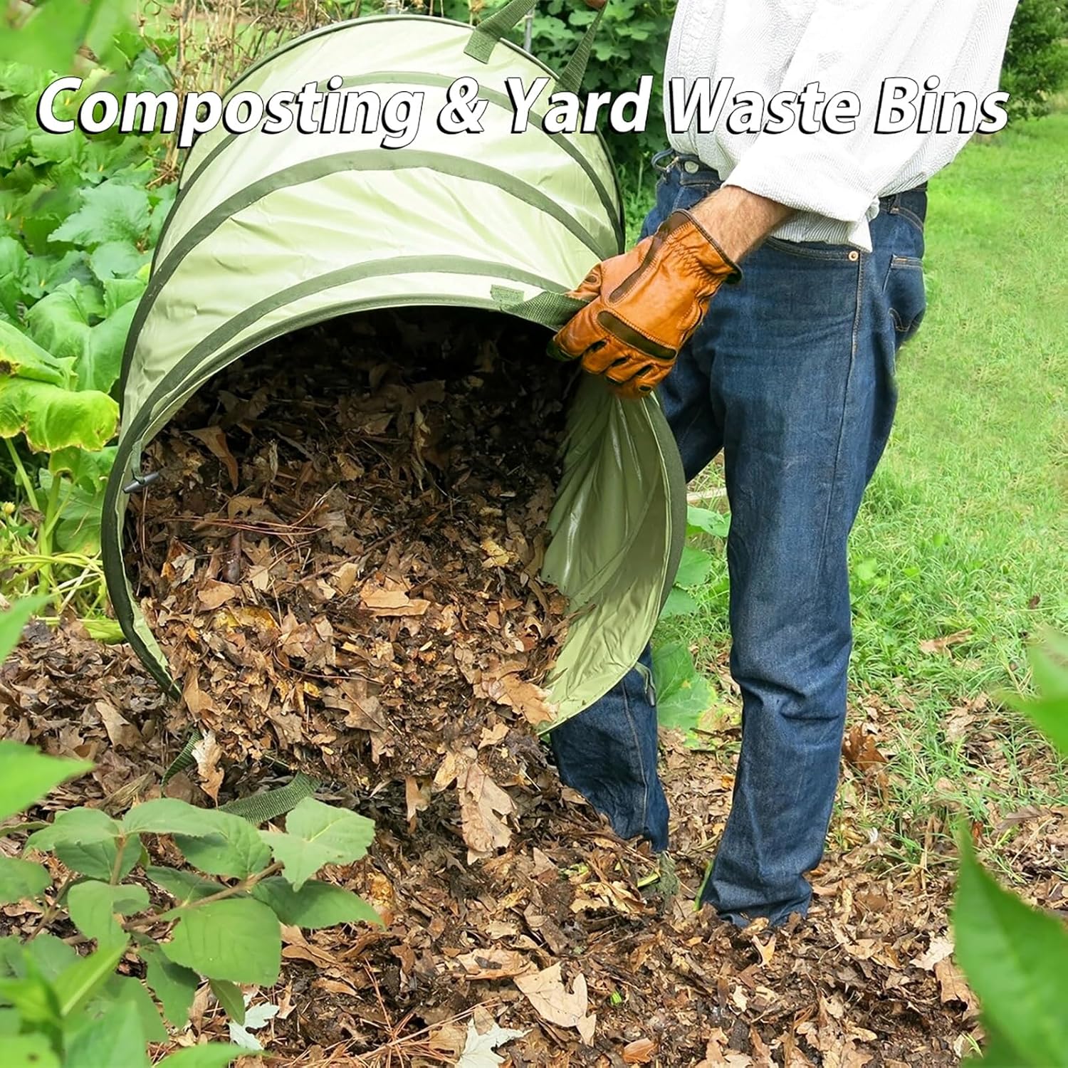 YUDI & GARDEN 45 Gallon Collapsible Garden Bag | Collapsible Trash Can, For Gardening Cleanup, Outdoor Activities