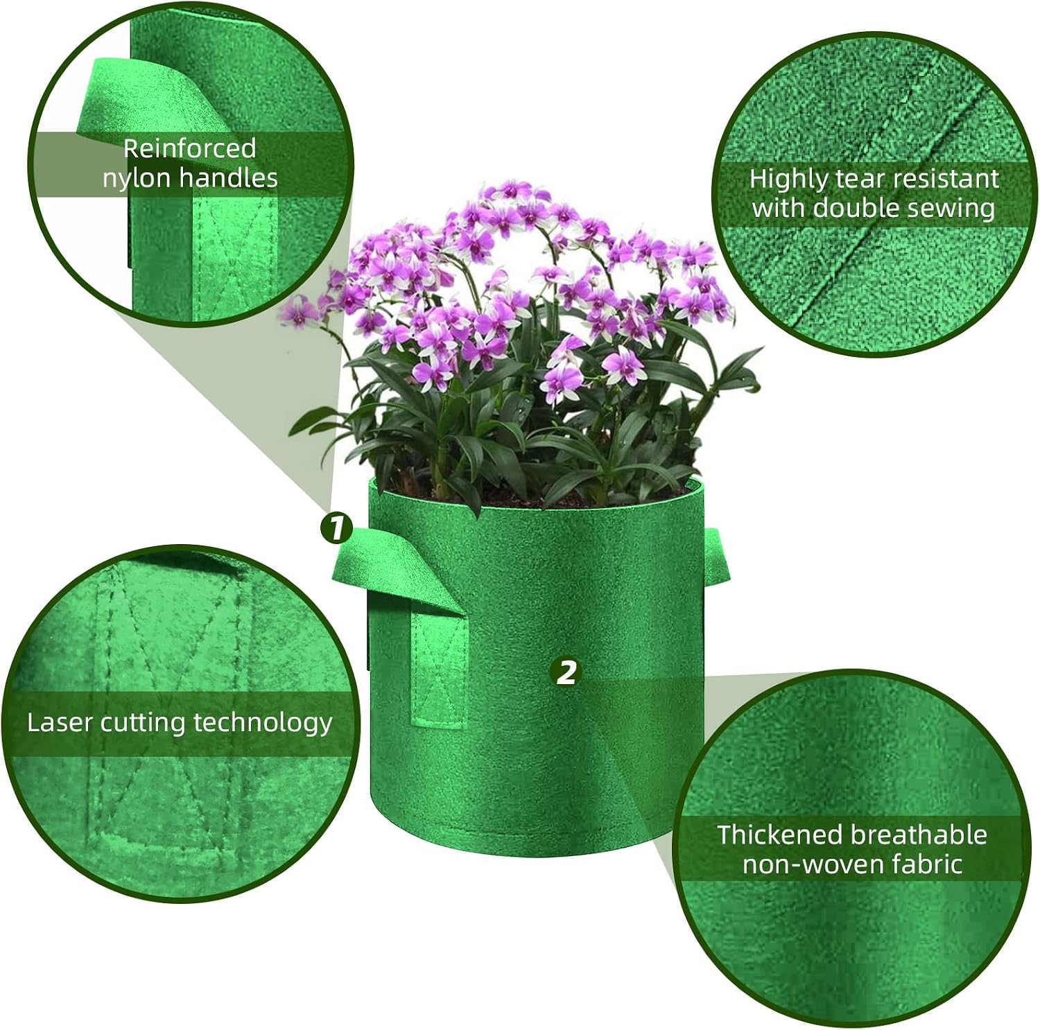 12-Pack 7 Gallon Plant Grow Bags, Thickened Nonwoven Fabric Pots with Handles, Vegetable Planter Bags Containers, Cloth