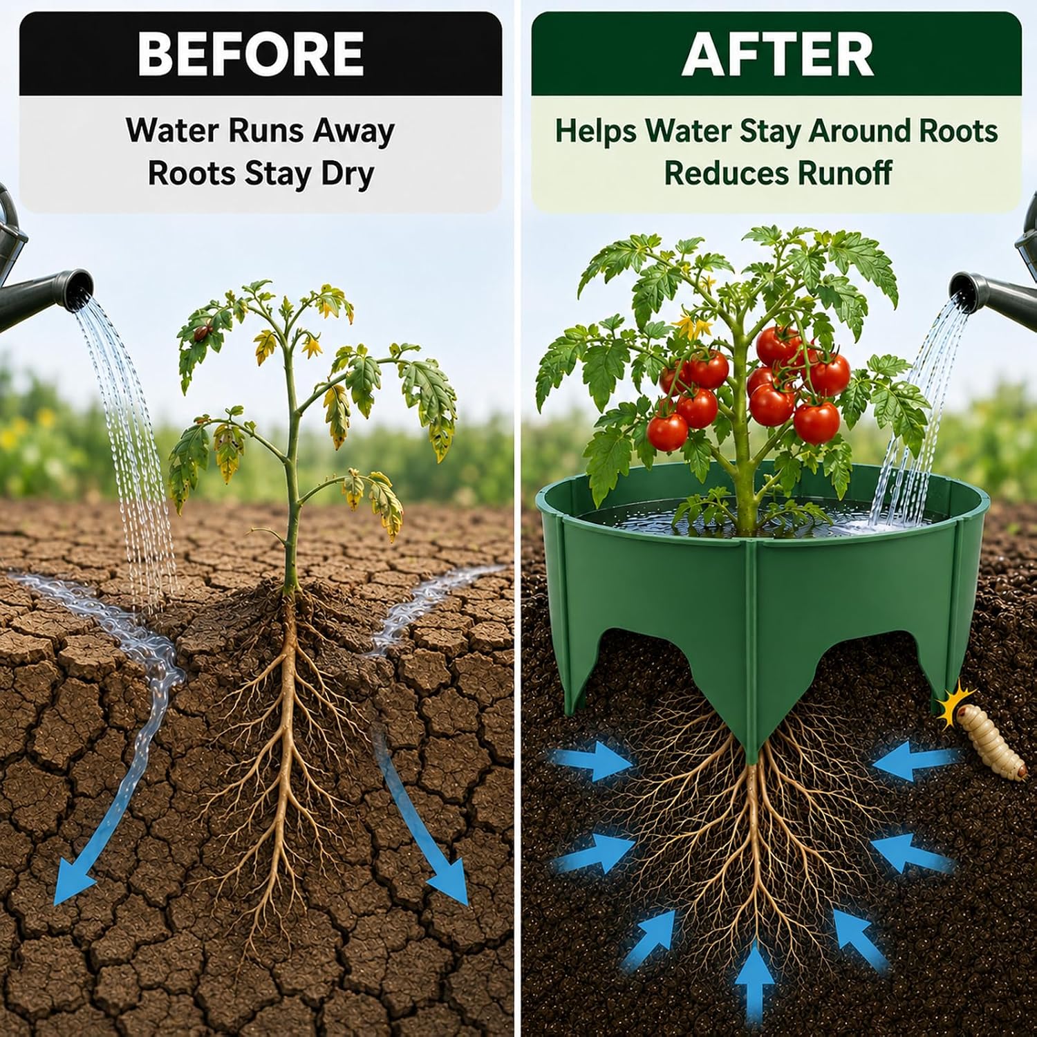 Planting Grow Rings, 60 Pcs Garden Border Segments for 8/10/12 Inch Plant Rings, Water Retention Root Watering
