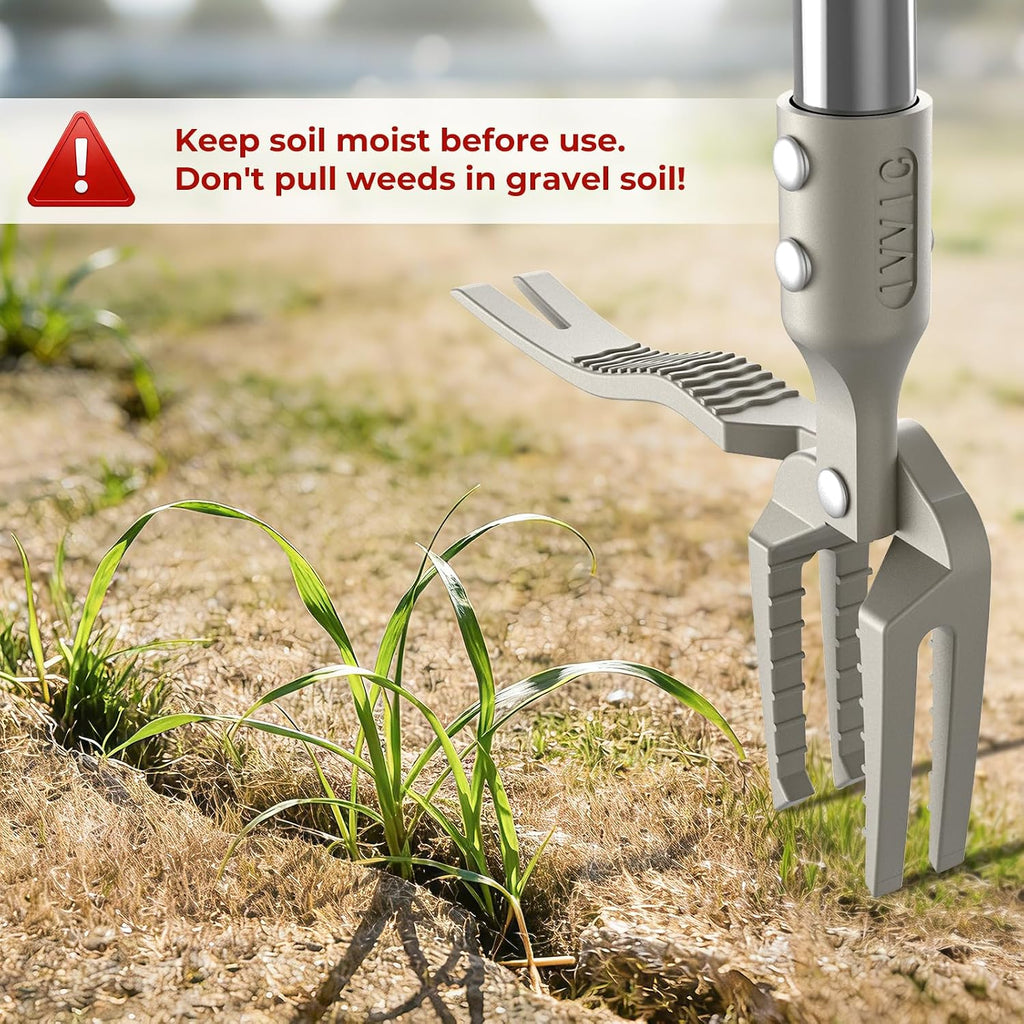 One-Piece Stand Up Weed Puller Tool with Long Handle, 47" Assembleless Stainless Steel Garden Weeder Dandelion Root