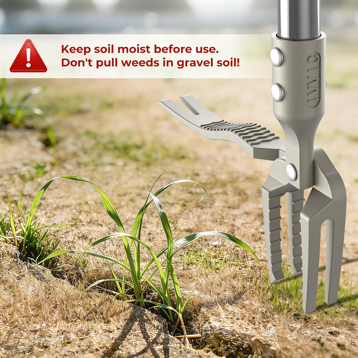 One-Piece Stand Up Weed Puller Tool with Long Handle, 47" Assembleless Stainless Steel Garden Weeder Dandelion Root