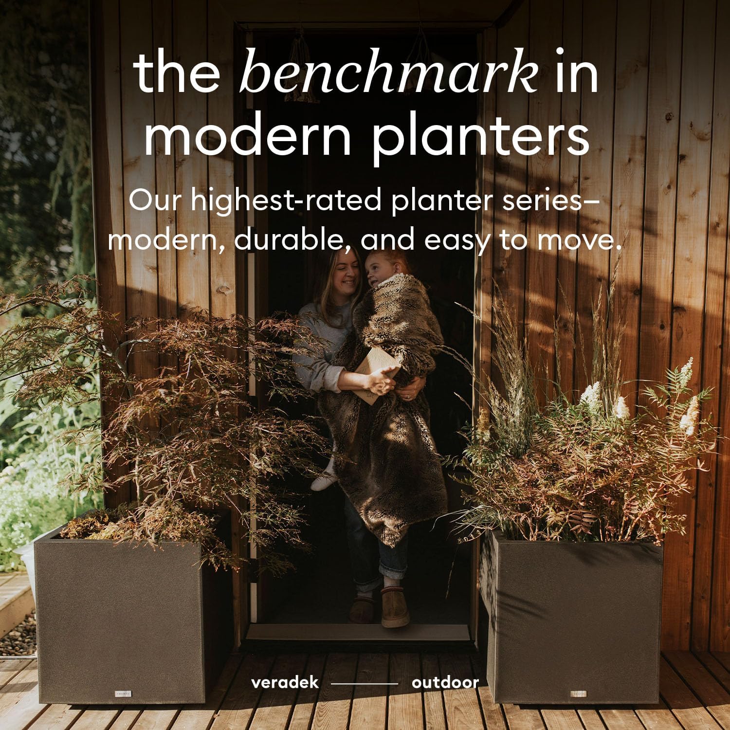 Veradek Block Series Cube Planter - Square Outdoor Planter | Made From Durable Plastic With Double-Walled Construction.
