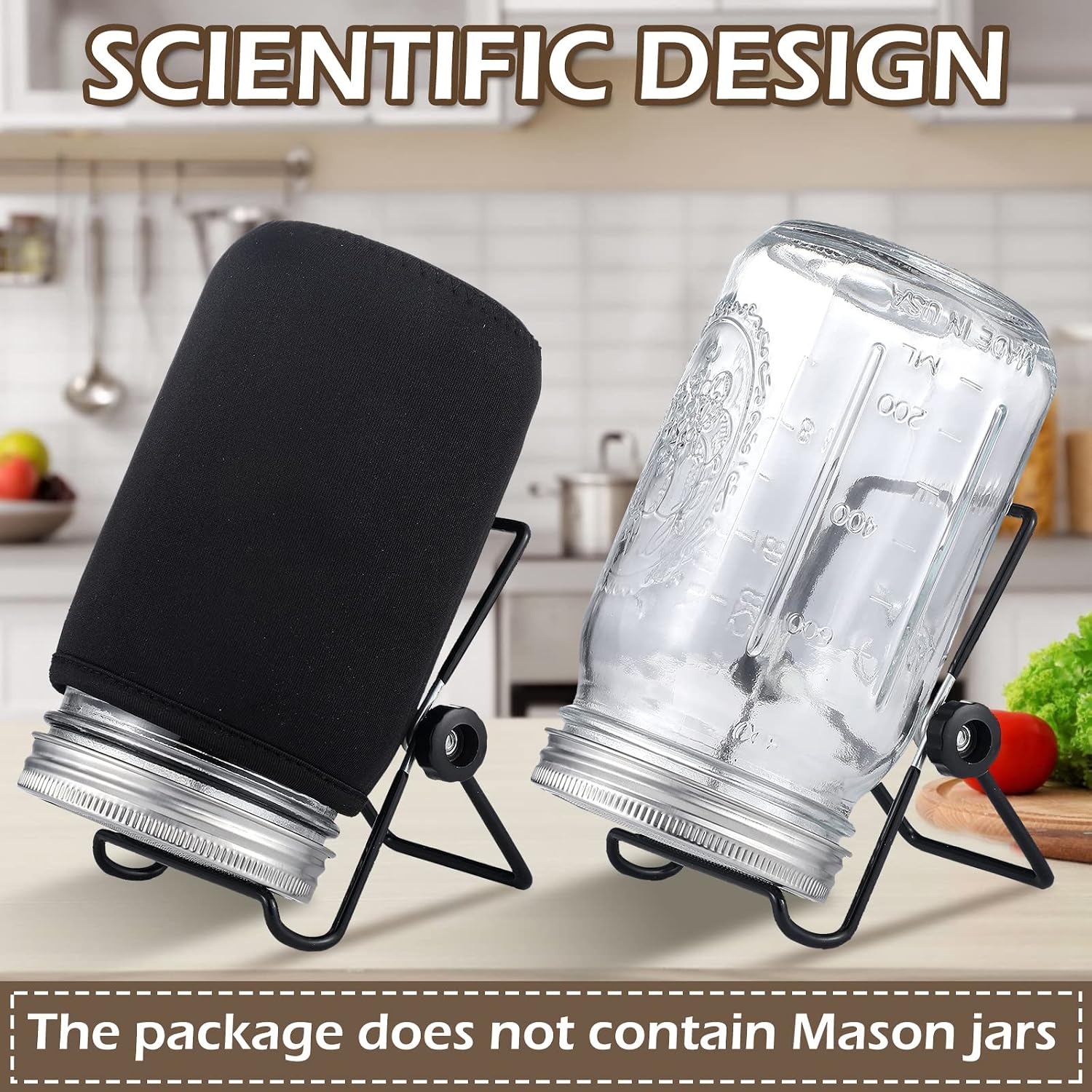 6 Pack Sprouting Lids with Stainless Steel Jar Stands, Blackout Sleeves, Kit for Wide Mouth Mason Jars, Organic Sprouts