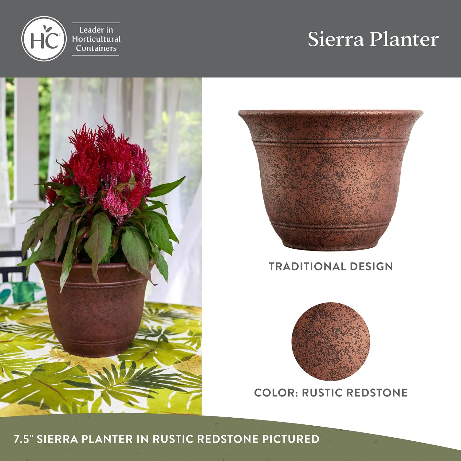 The HC Companies Sierra Round Self-Watering Pot - Lightweight Plastic Planter for Herbs & More - Durable Plant Pots for