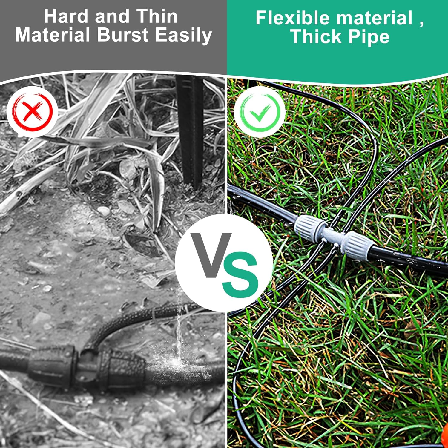 1/2 Inch Irrigation Tubing, 50 ft Polyethylene Irrigation Hose, Thick, Durable, and Flexible Drip Irrigation Tubing