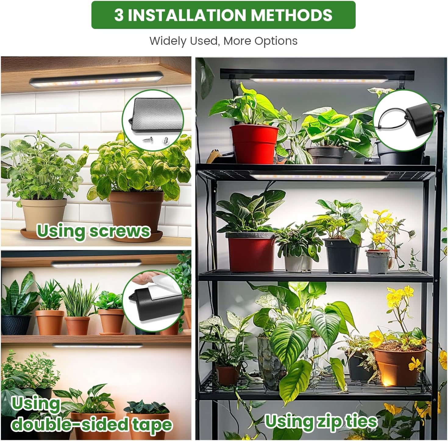 14in Grow Light Strip for Indoor Plants, Full Spectrum | 4 Bars, 105 White/Red/Blue LEDs per Strip, Timer & Dimming