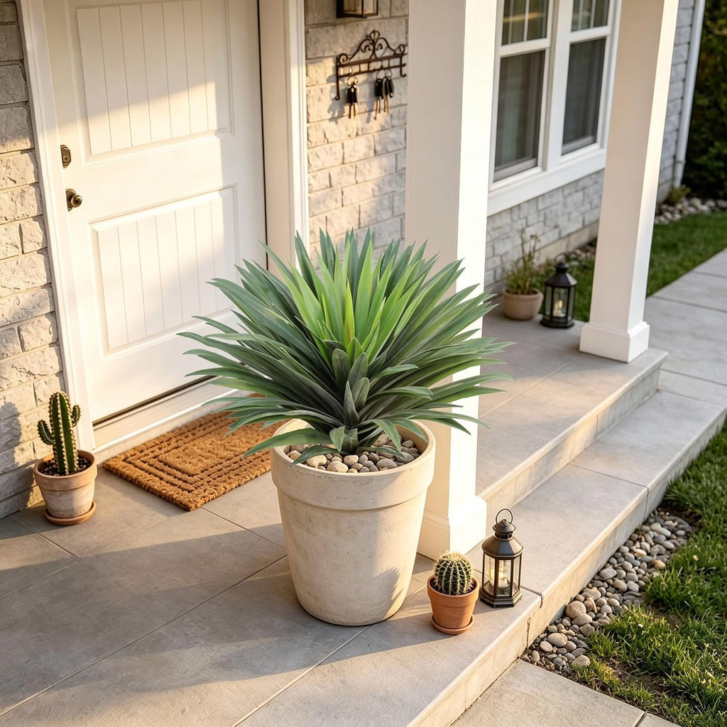Artificial Agave Plant 30 Inches Wide Large Faux Agave Plant with 126 Realistic Leaves in Pot Fake Greenery Plants for