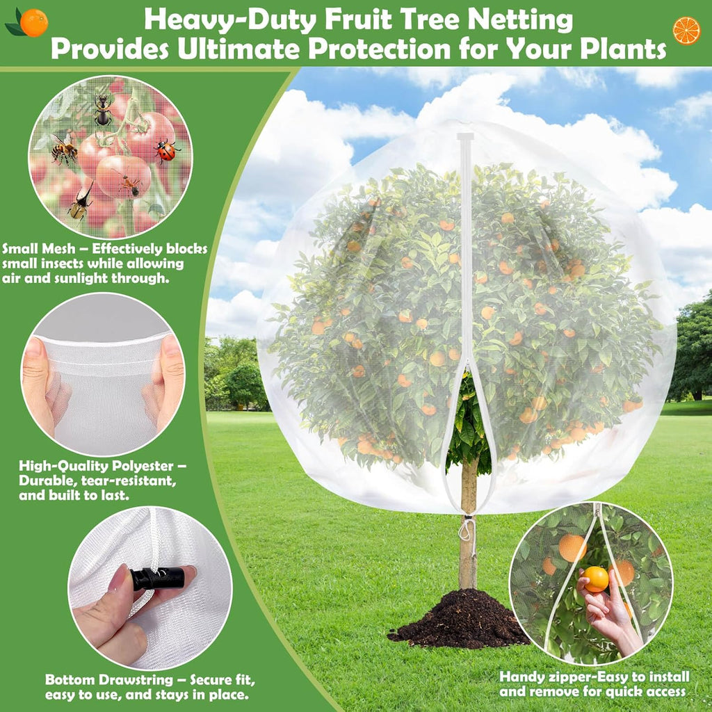 10x10 FT Fruit Trees Netting,3Pcs Large Tree Nets for Fruit Trees | Plant Garden Insect Bird Netting with Zipper, Pest