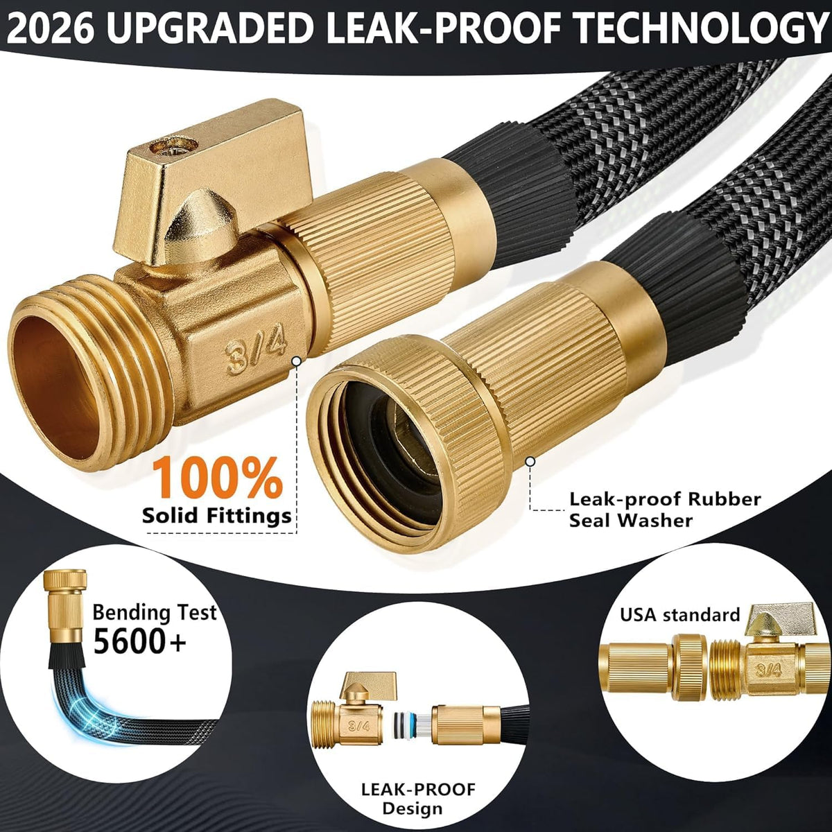 100 FT Non-Expandable Garden Hose, Lightweight Hose with 10 Function Spray Nozzle, Kink-Free Flexible Water Hose