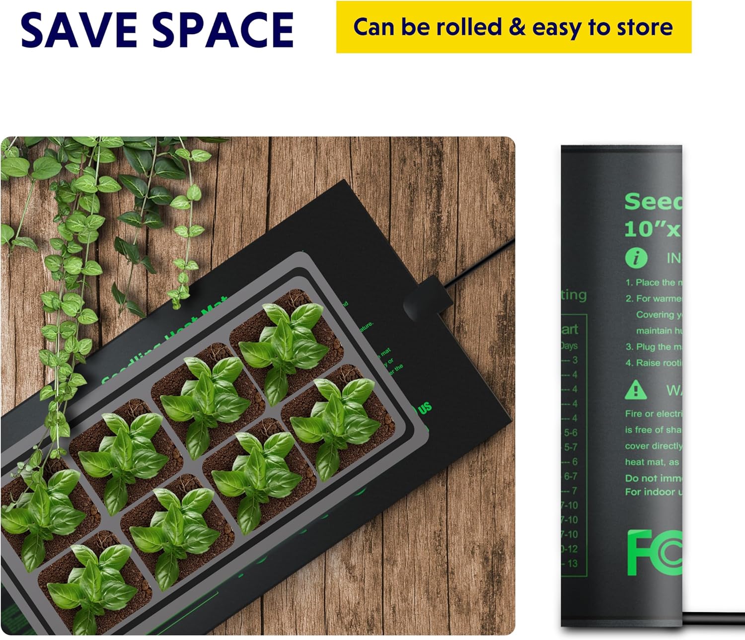 iPower 4 Pack 10" x 20.75" Seeding Heat Mat Upgraded Carbon Film Indoor Warm Hydroponic Plant Germination Starting Pad
