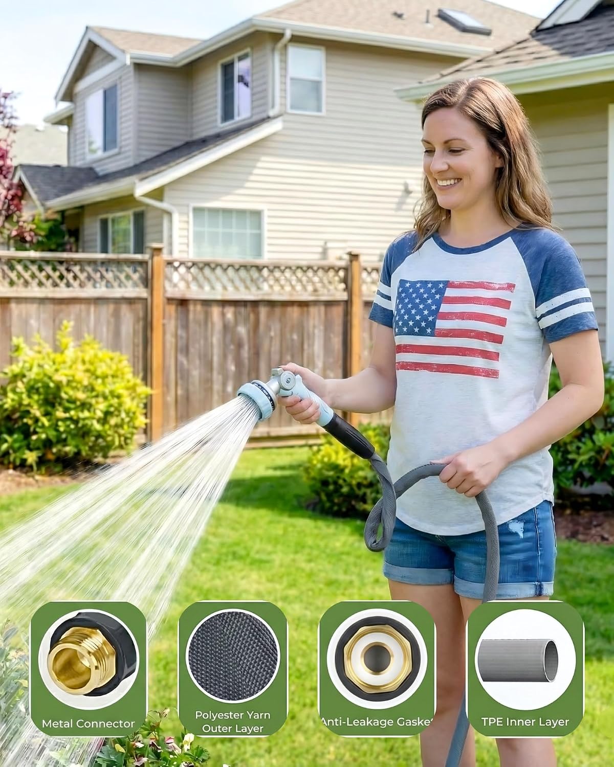 Flexible Garden Hose 25 FT, Lightweight Water Hose for Outdoor, 5/8 Inch | Non-Expanding Garden Hose, Light Weight &