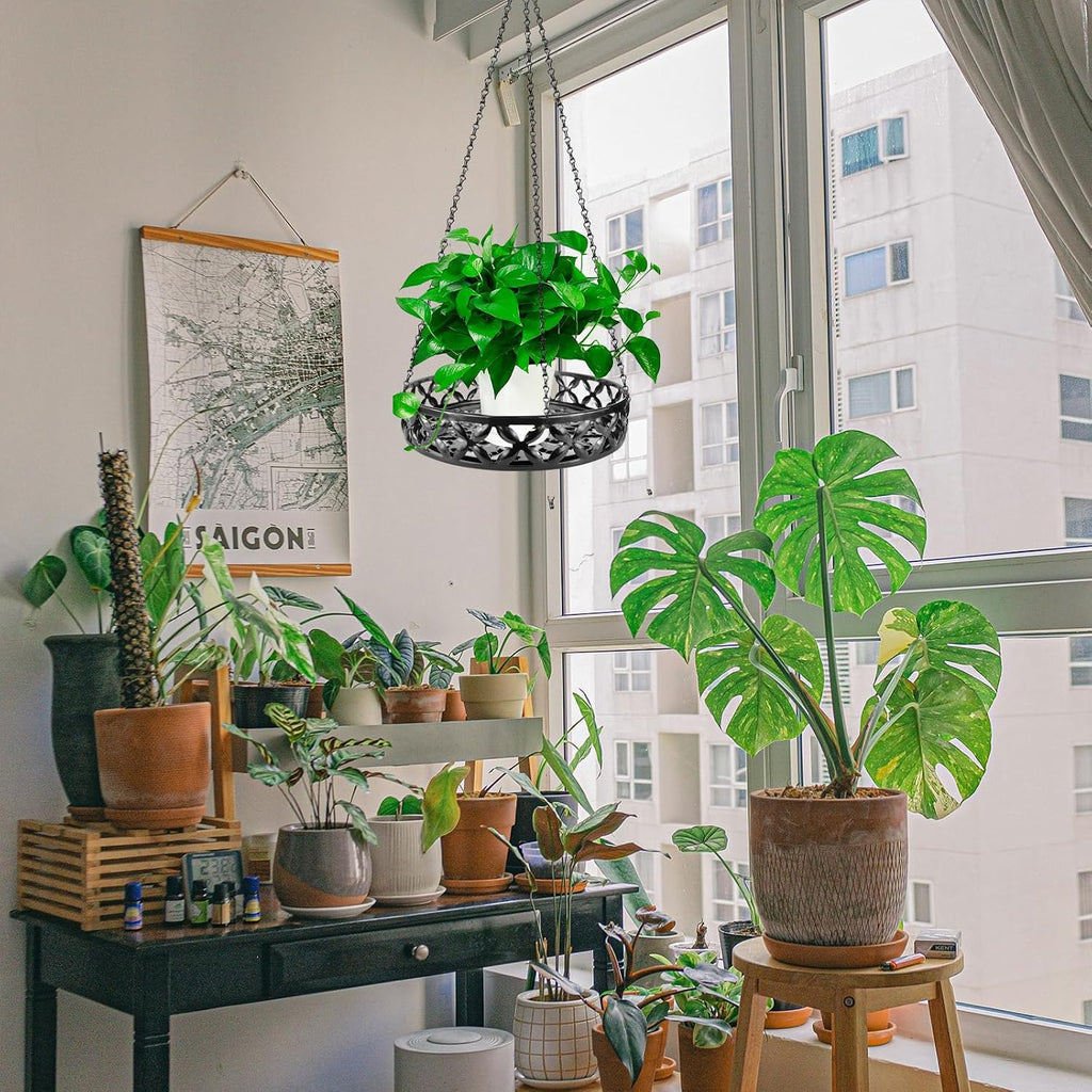 Plant Hanger, 2pcs Metal Hanging Plant Shelf Decorative Planter Flower Pots Holder for Indoor Outdoor, Modern Plant