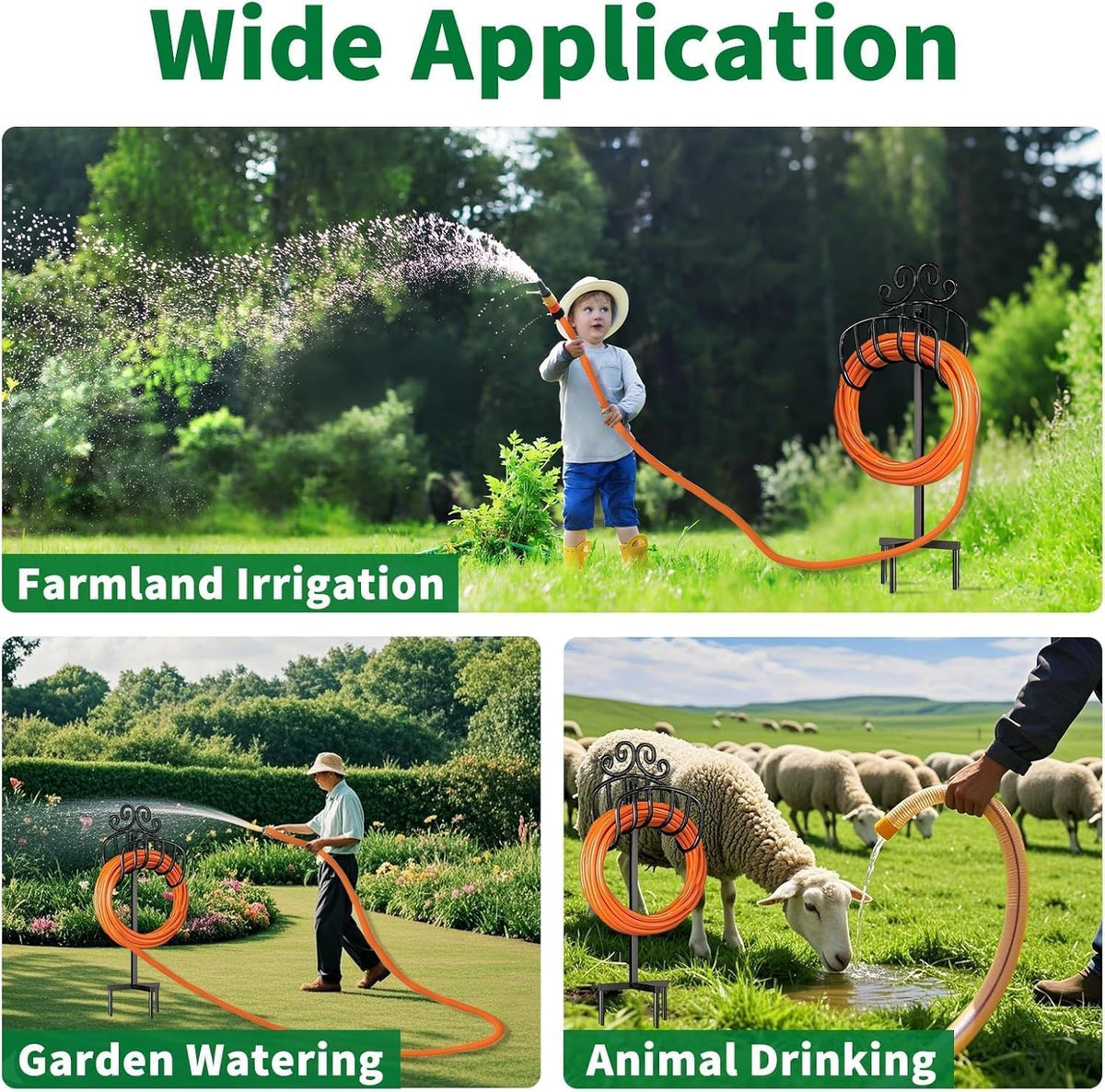 AMAGABELI GARDEN & HOME Hose Holder for Outside Freestanding 150 Feet Christmas Gift Heavy Duty Metal Detachable