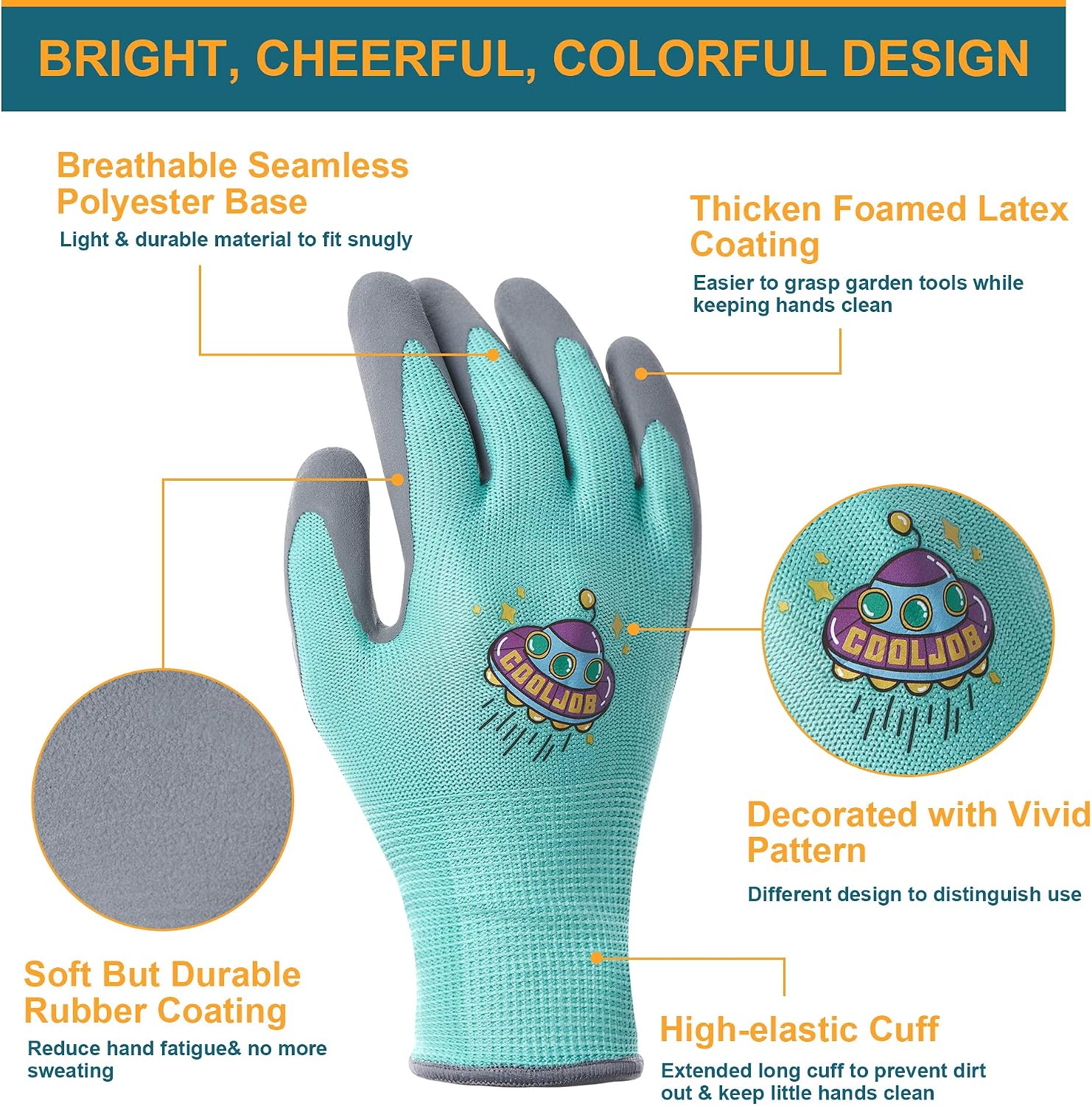 COOLJOB 36 Pairs Kids Gardening Gloves for Little Kid Age 9-12, Toddler Boys Girls Grippy Rubber Coated Children Work