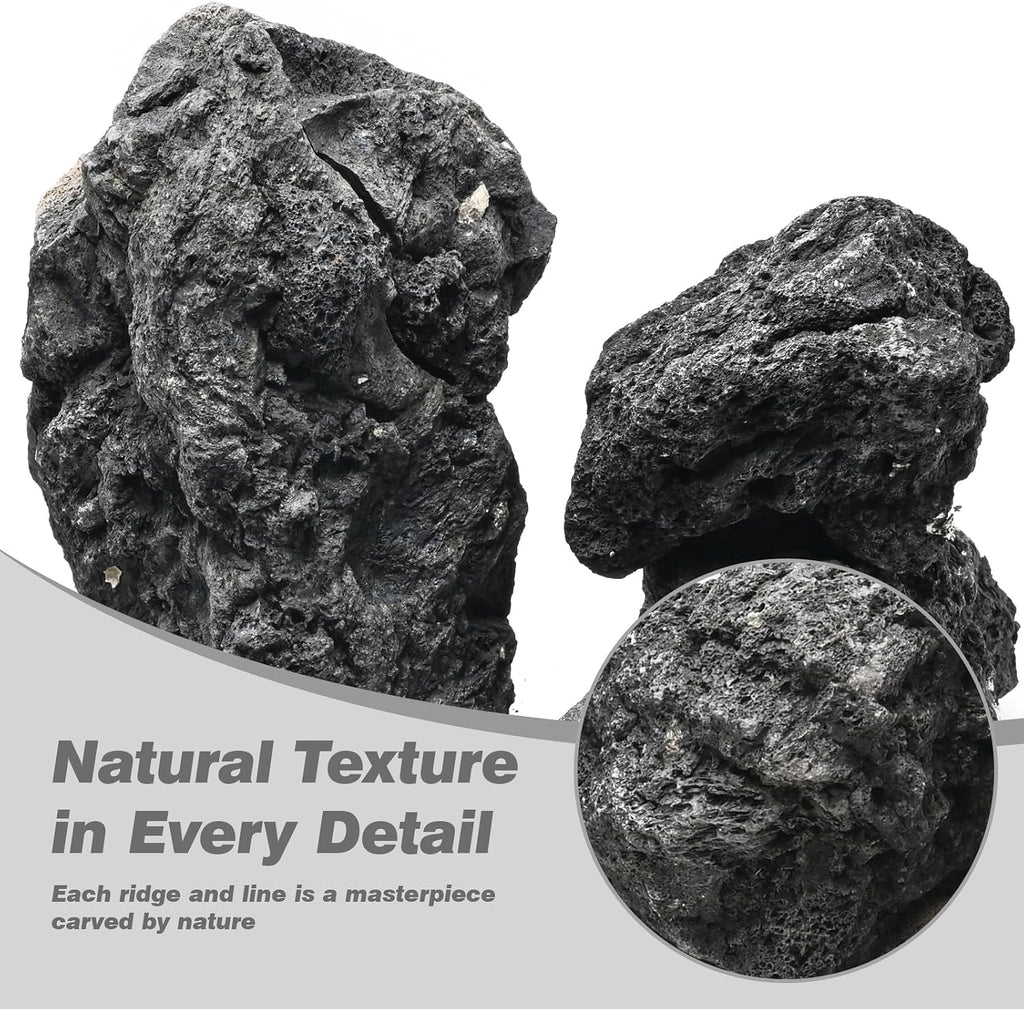 Black Lava Rocks 5lb Natural Volcanic Stone for Aquarium Fire Pit Succulent Planters Bonsai Garden Landscaping Decor,3